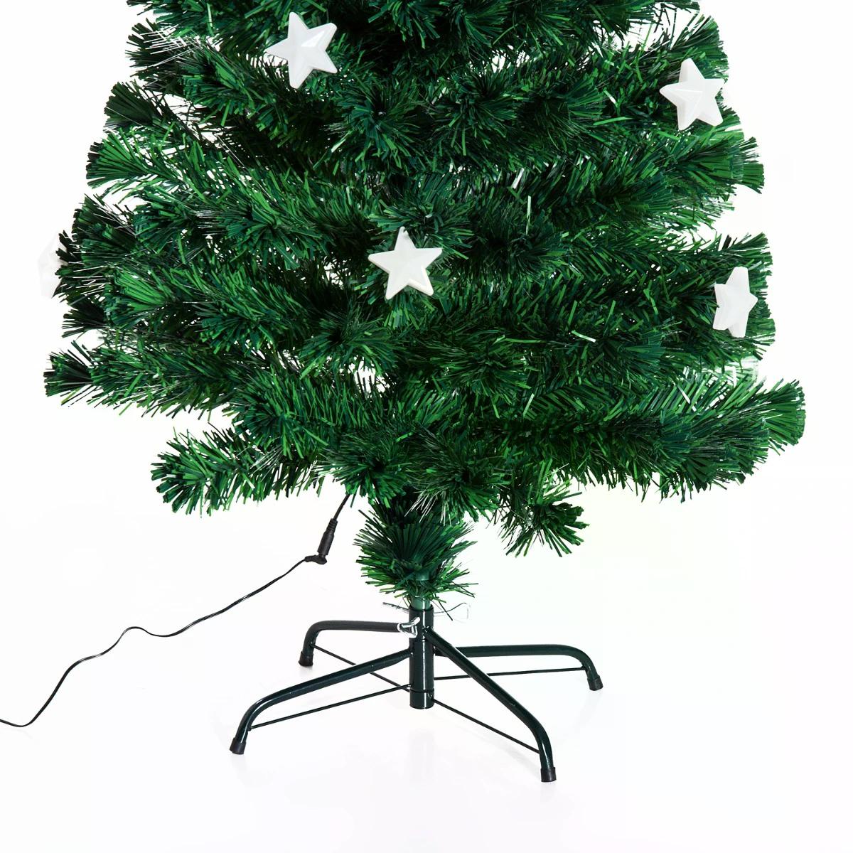 HOMCOM 5ft 150cm Green Fibre Optic Artificial Christmas Tree W/ Stars