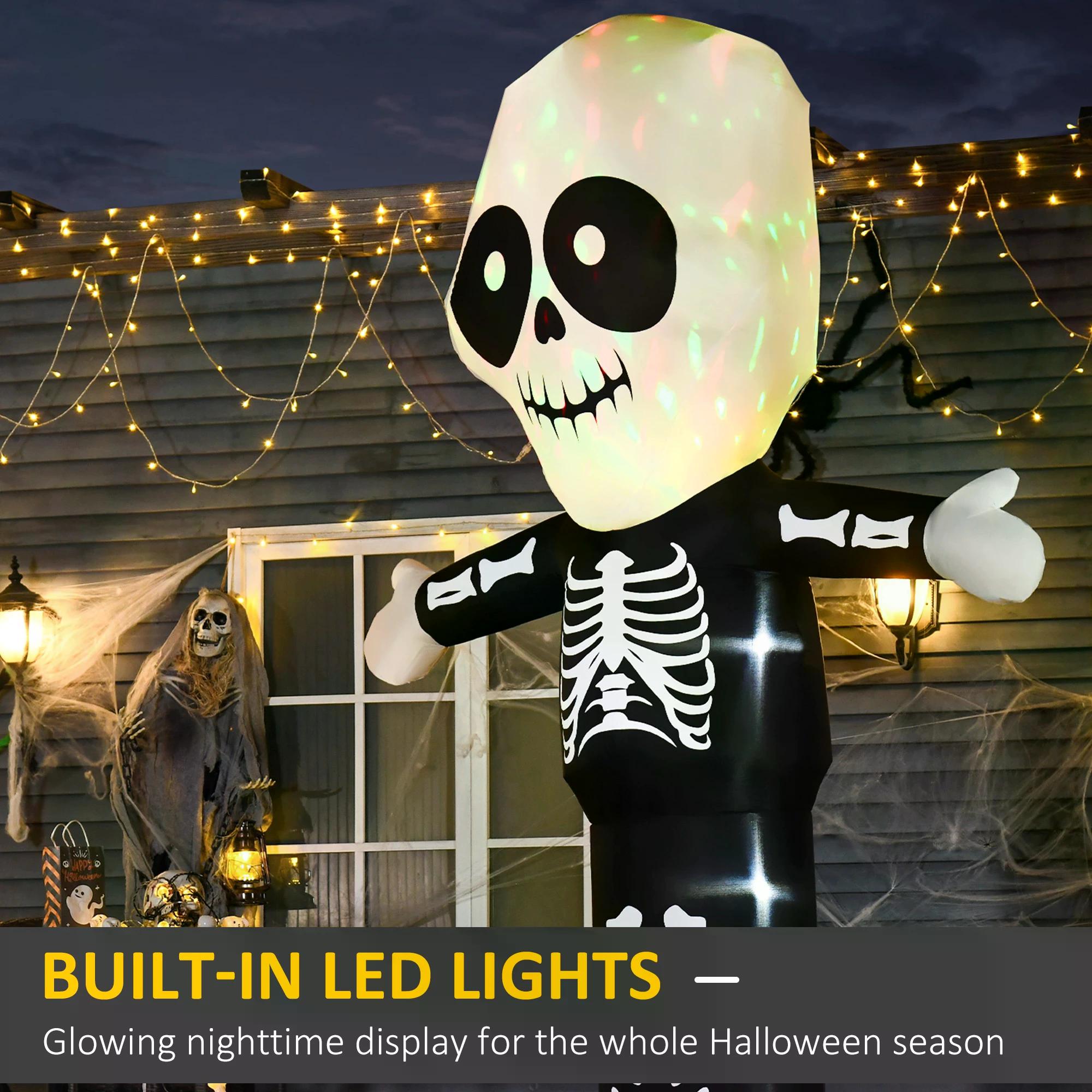HOMCOM Next Day Delivery 3m Halloween Inflatable Skeleton Ghost Decoration, LED Lighted for Home Indoor Outdoor