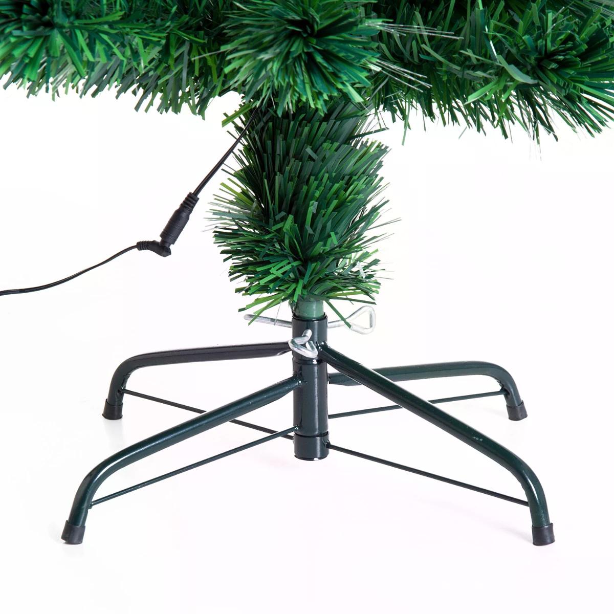 HOMCOM 5ft 150cm Green Fibre Optic Artificial Christmas Tree W/ Stars