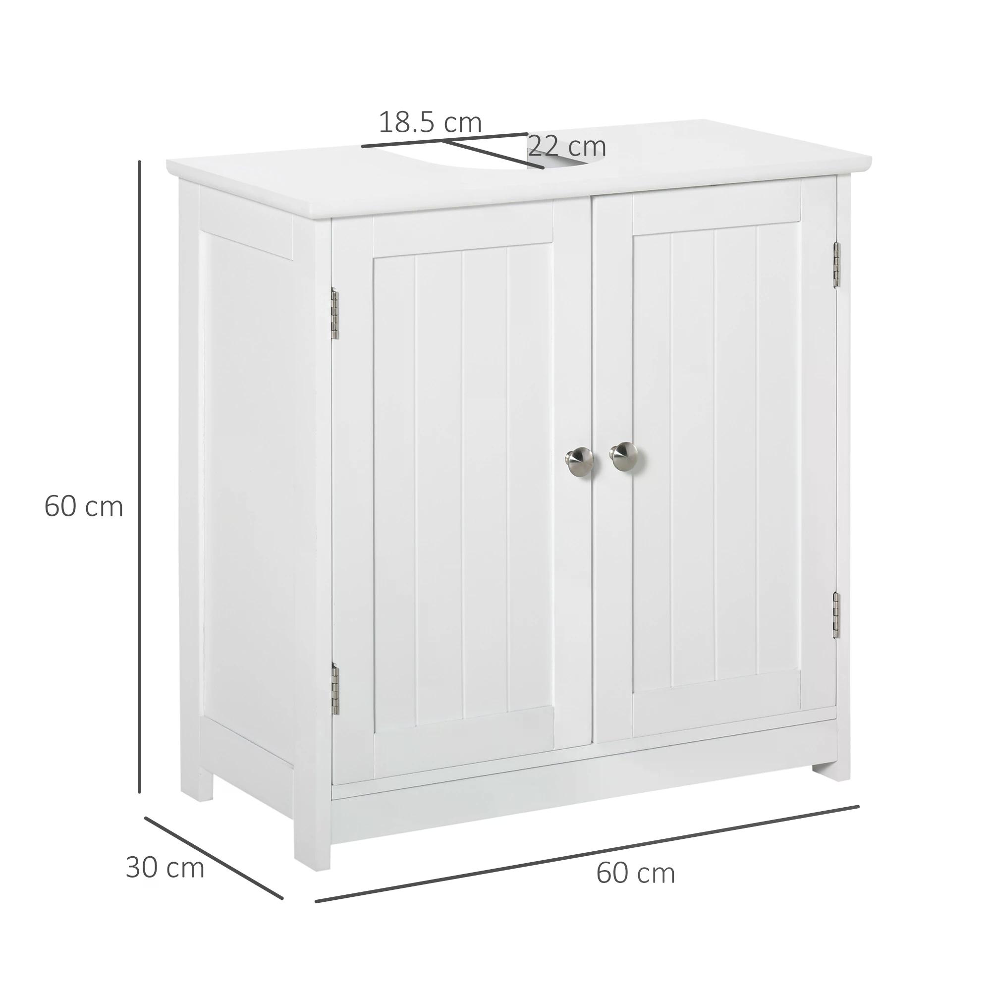 Kleankin Space-Efficient Under-Sink Storage, 60x60cm, Adjustable Shelf, Handles, Drain Hole, Bathroom Cabinet, White