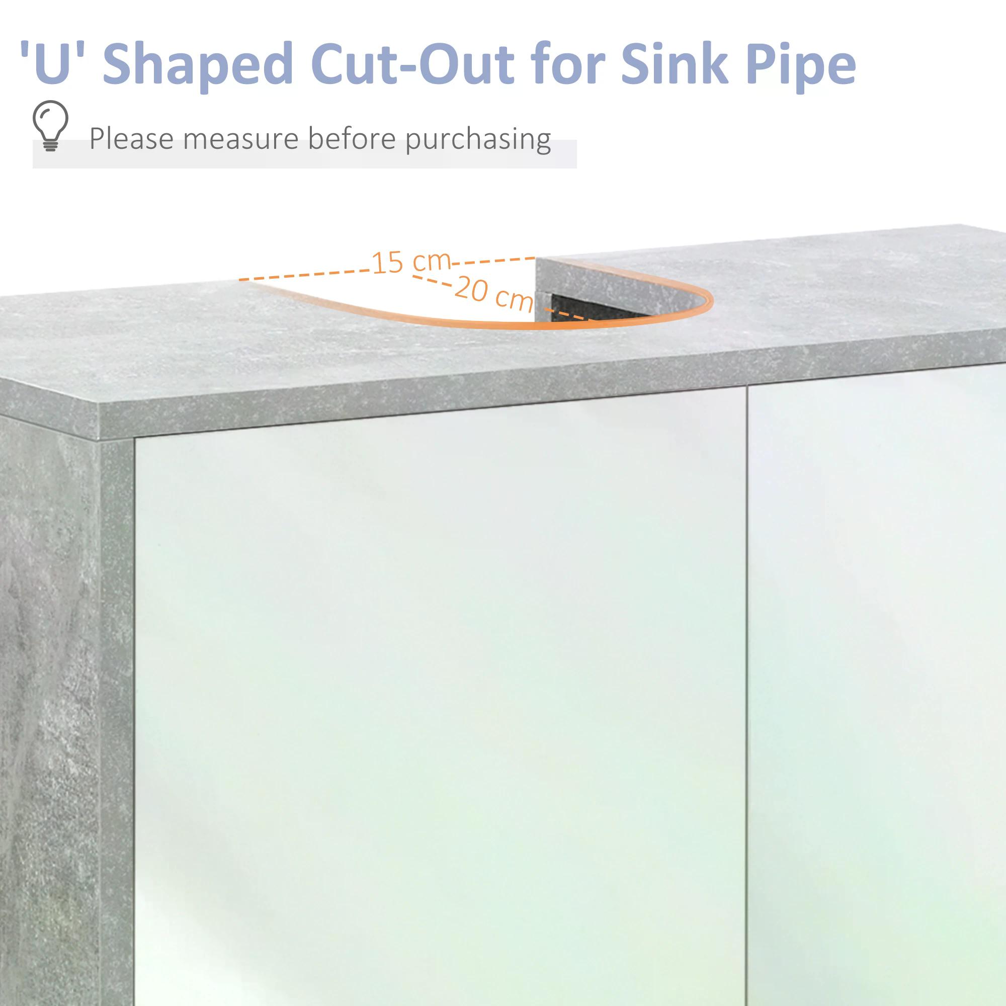 Kleankin Pedestal Under Sink Cabinet, Bathroom Vanity Storage Unit with Adjustable Shelves, White and Grey