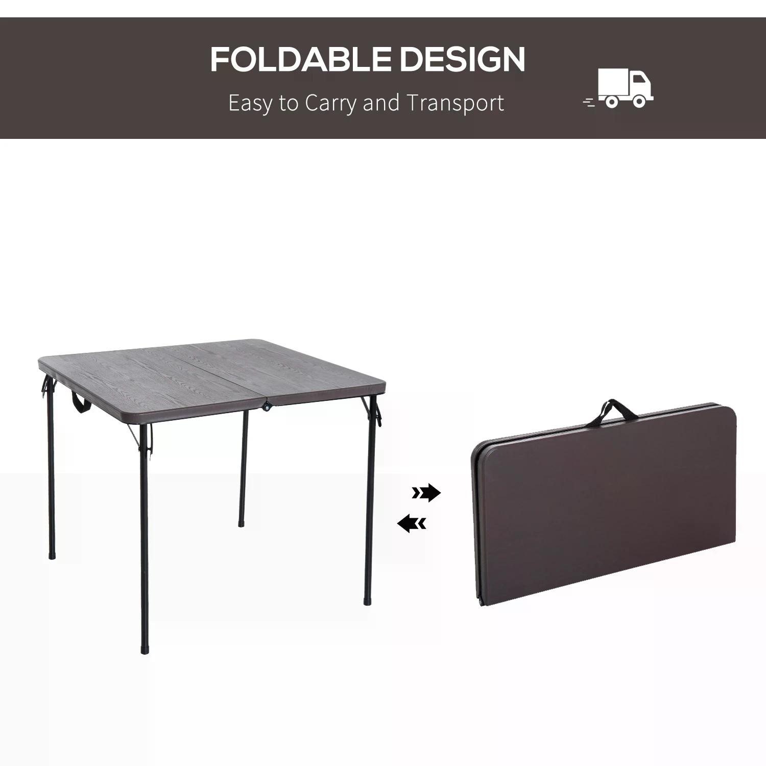 Outsunny Folding Camping Table for Outdoor Events Garden Camping BBQ Party, 86Lx86Wx71.5H cm-Black/Brown