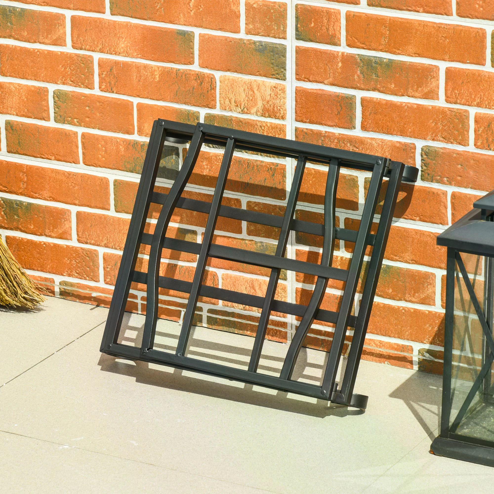 Outsunny Firewood Log Rack Fireplace Log Holder Wood Storage Rack with Scrolls, Foldable Design, for Outdoor and Indoor Use, 48 x 34 x 37cm, Black