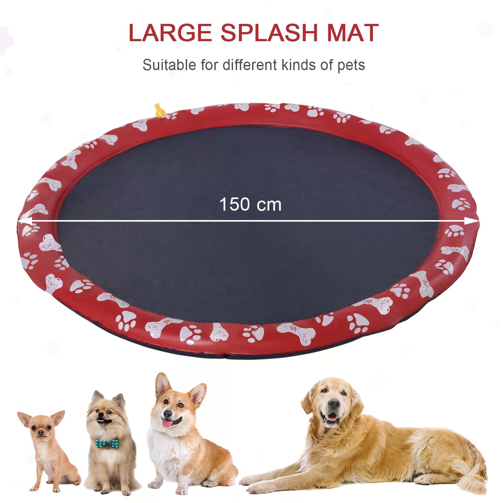 PawHut Splash Pad for Pets, Sprinkler Mat Dog Bath Pool, Water Play Mat for Outdoor Fun, Durable & Safe, Blue.