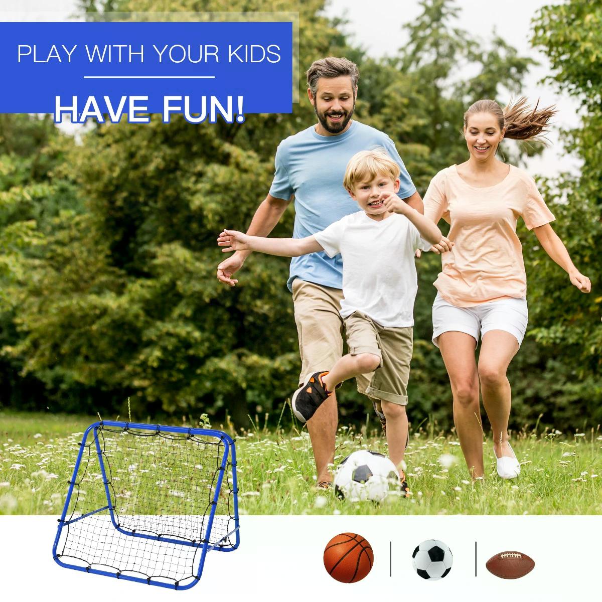HOMCOM PE Mesh Double-Sided Outdoor Rebounder Net Blue
