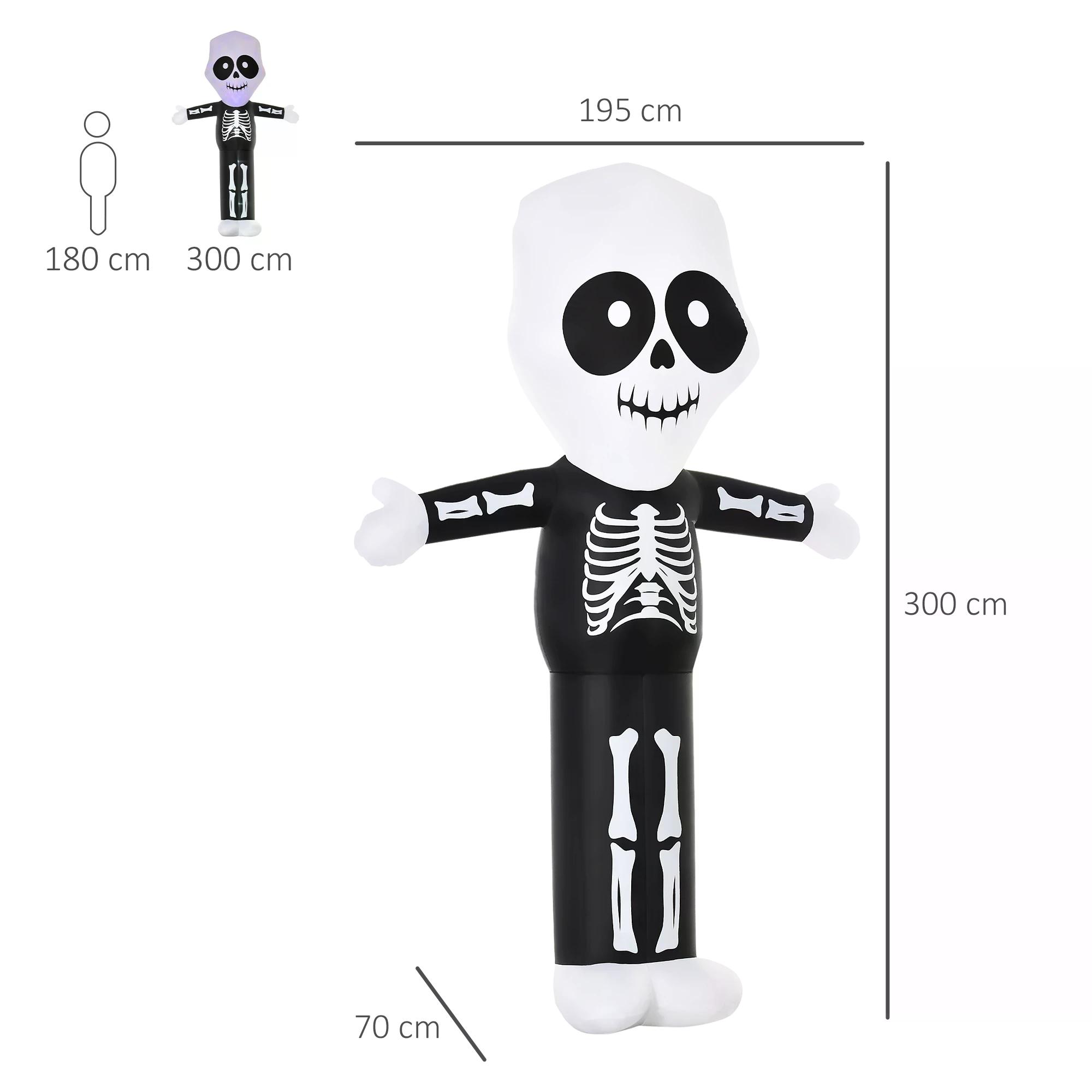 HOMCOM Next Day Delivery 3m Halloween Inflatable Skeleton Ghost Decoration, LED Lighted for Home Indoor Outdoor
