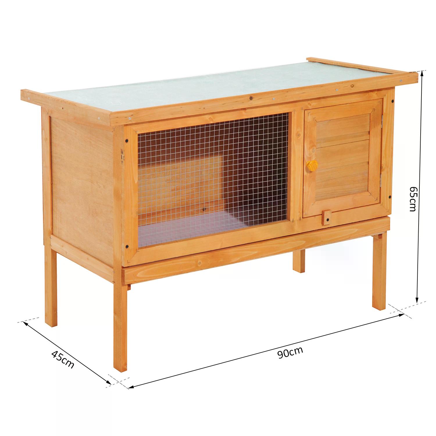 Pawhut Rabbit Hutch,90Lx45Wx65H cm-Fir Wood