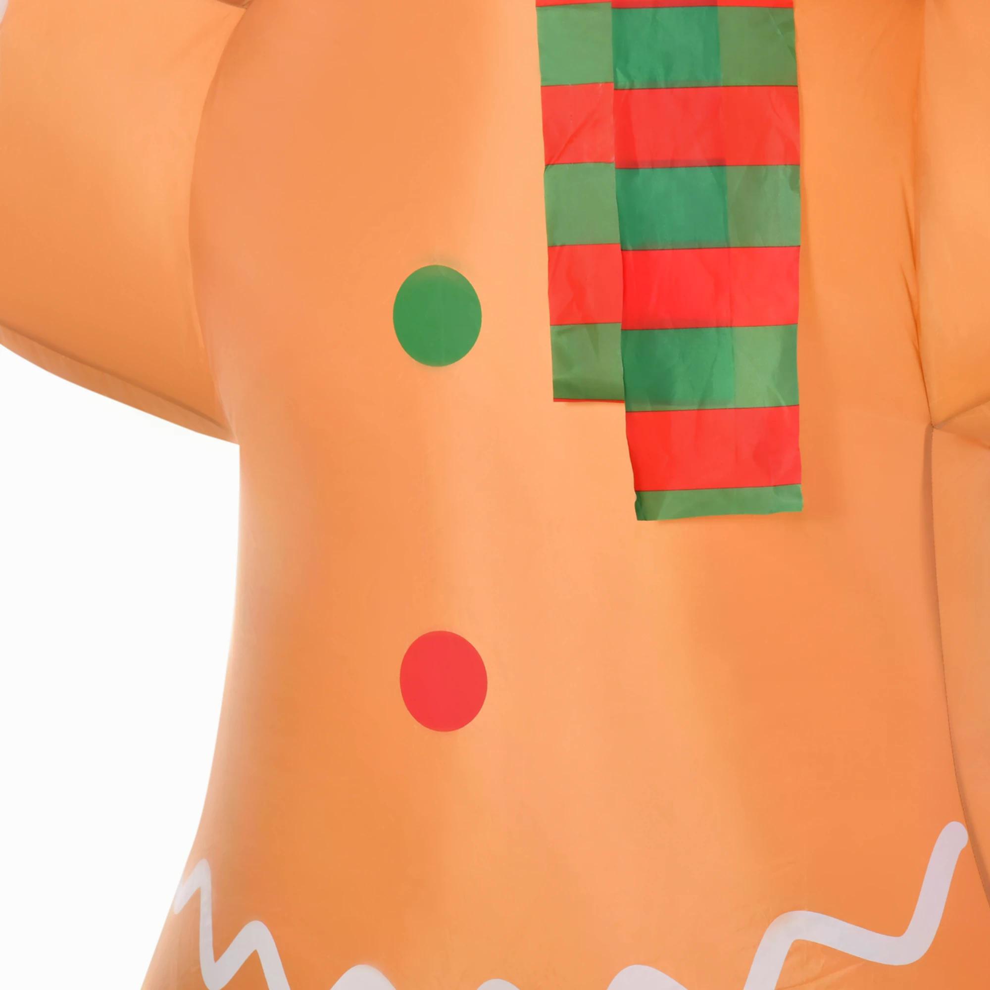 HOMCOM 2.4m Christmas Inflatable Gingerbread Man, Lighted for Home Indoor Outdoor Garden Lawn Decoration Party Prop