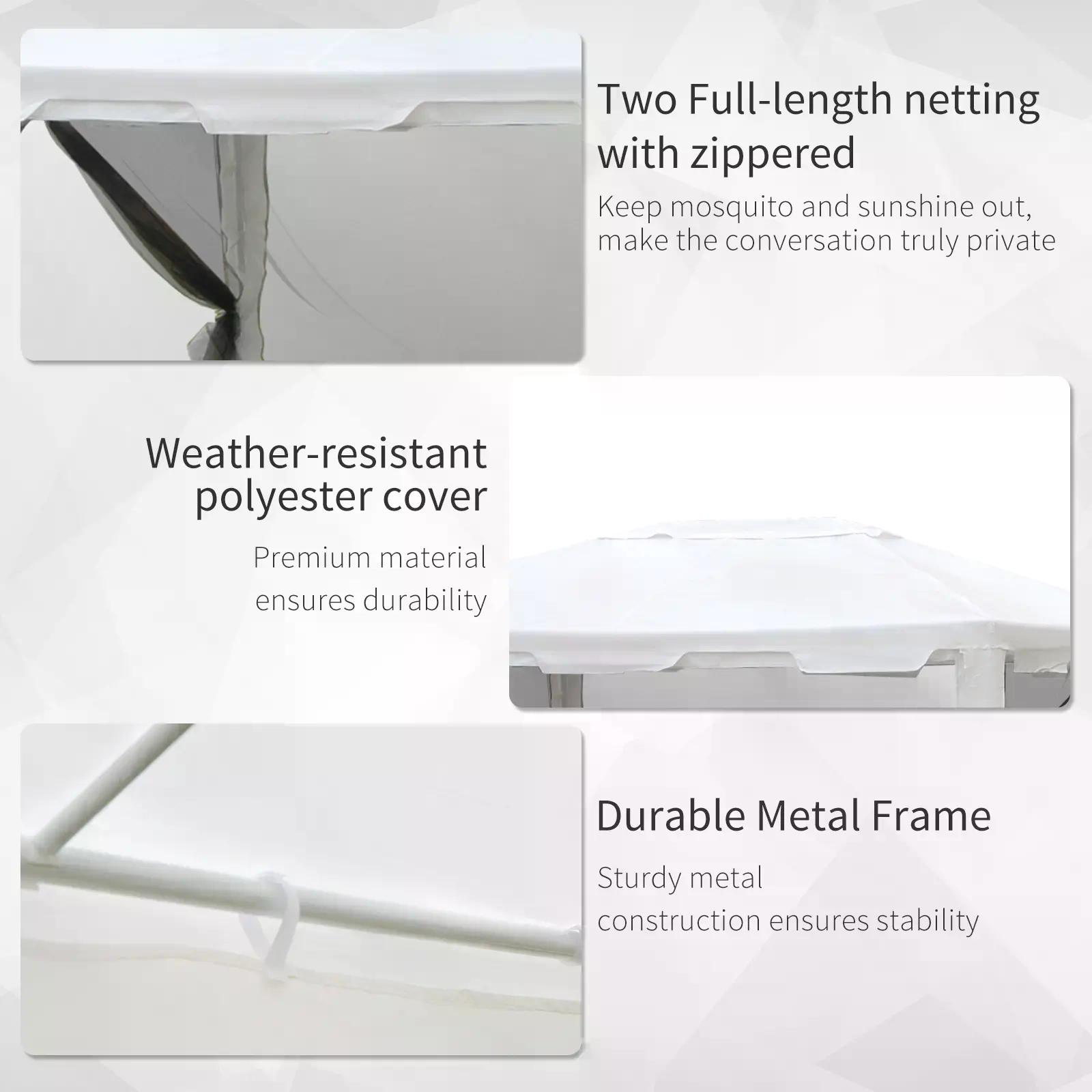 Outsunny 4x3 m Waterproof Gazebo W/Mesh Sides-White/Black