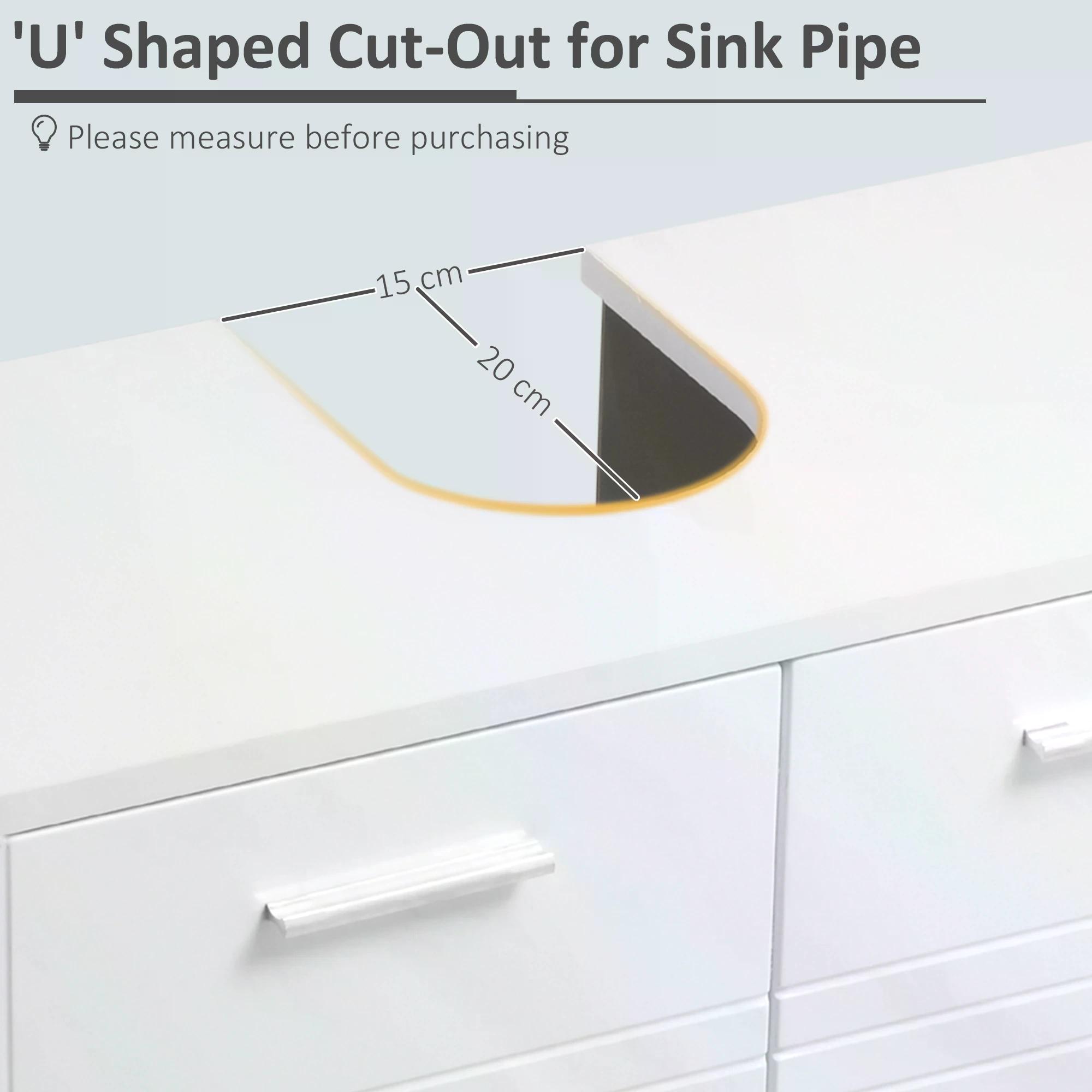 kleankin Pedestal Under Sink Cabinet, Bathroom Vanity Storage Cupboard with Adjustable Shelf, White