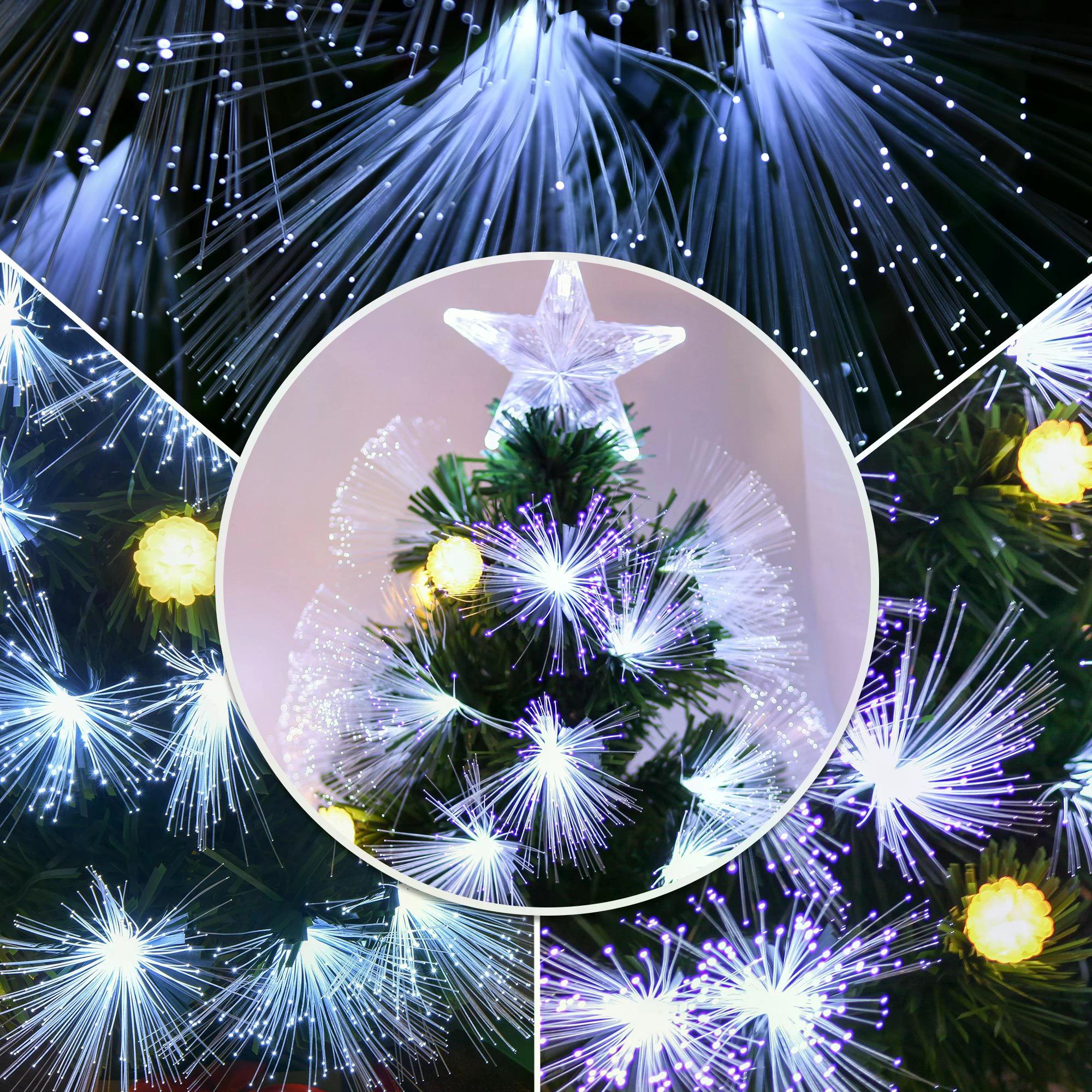 HOMCOM 3ft White Pre Lit Christmas Tree w/ 90 LEDs Star Topper Tri-Base Full Bodied Seasonal Decoration Pre-Lit Home