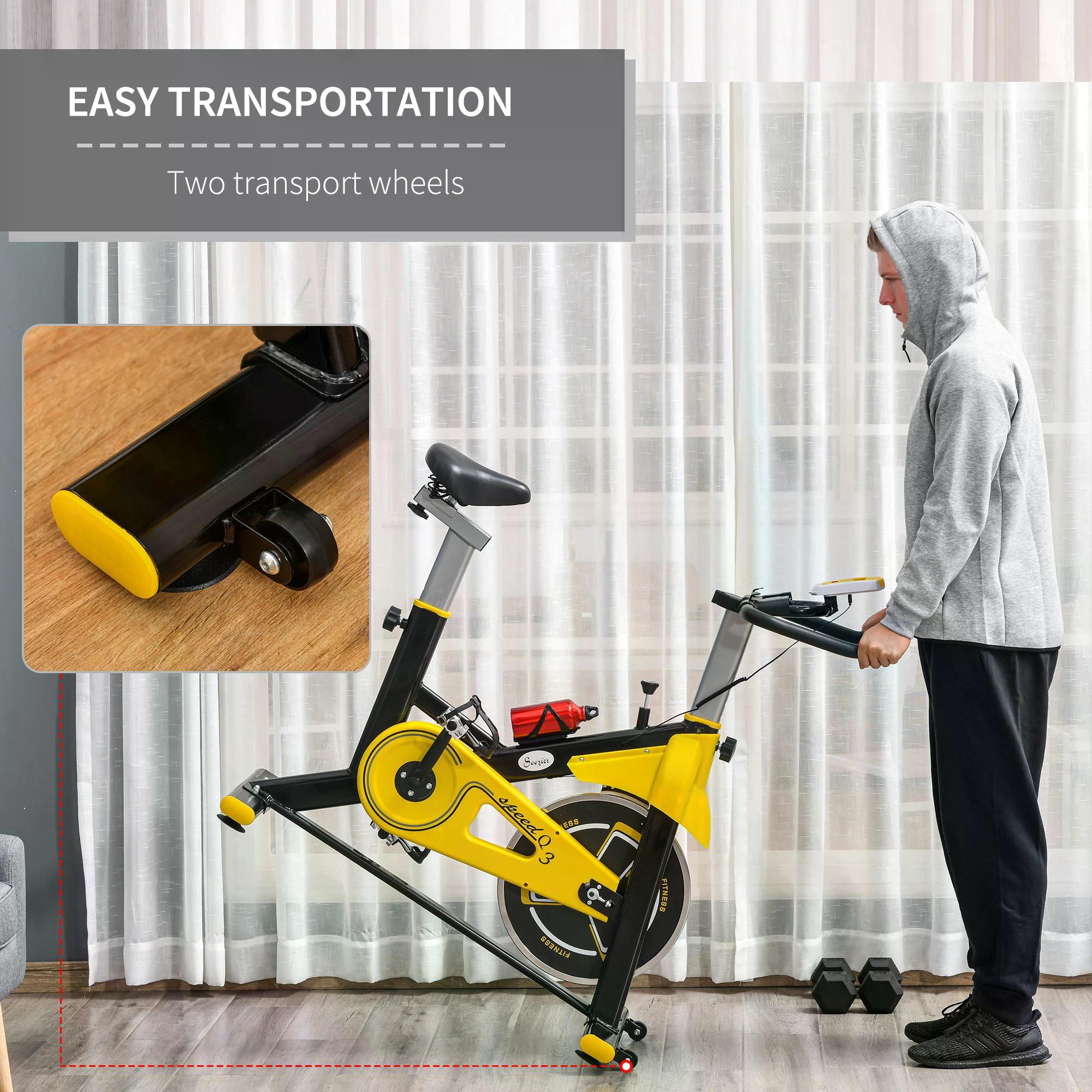 HOMCOM Cardio Exercise Bike Indoor Cycling Bike with Belt Drive Adjustable Resistance Seat Handlebar LCD Display Home Gym Upright Bike