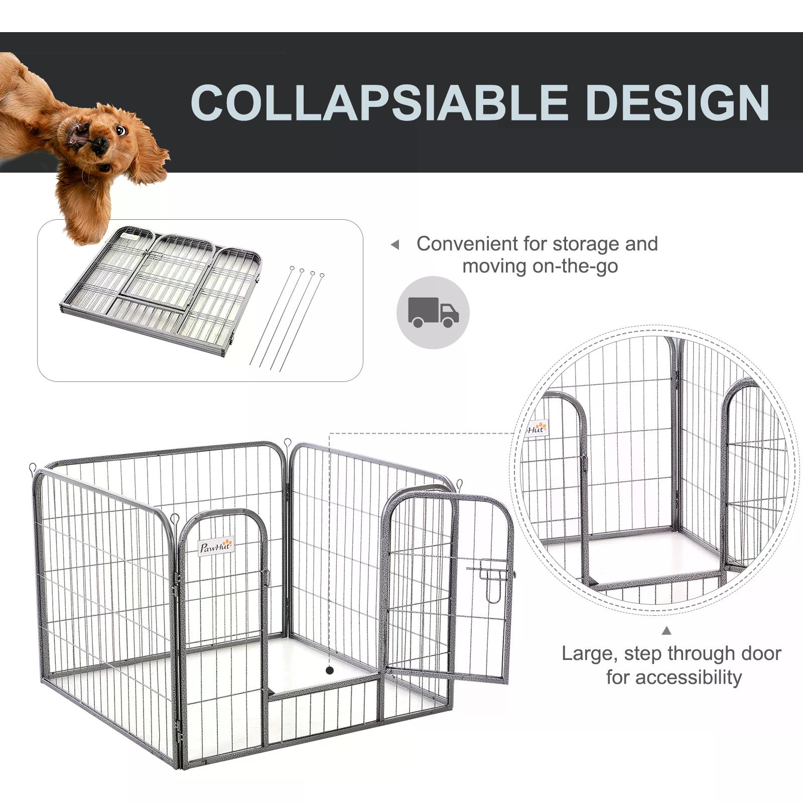Pawhut Heavy Duty Panel Pet Playpen Foldable Metal Dog Crate