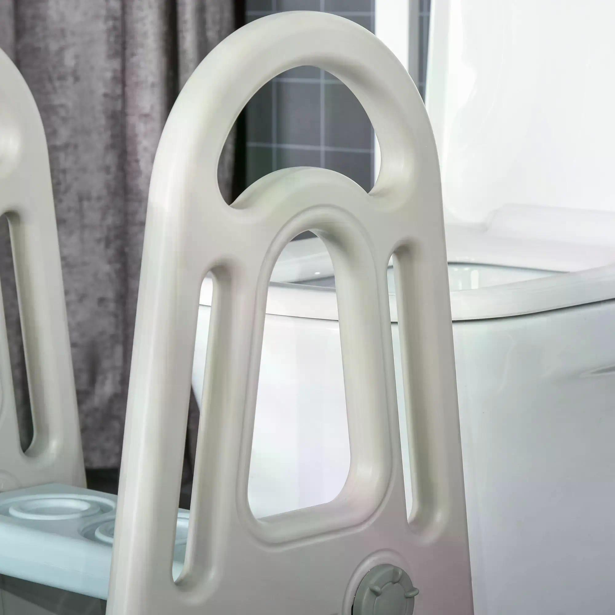 HOMCOM Two Step Stool for Kids Toddlers Ladder or Toilet Potty Training Bathroom Sink Bedroom Kitchen Helper with Non-slip Handle and Feet Pad