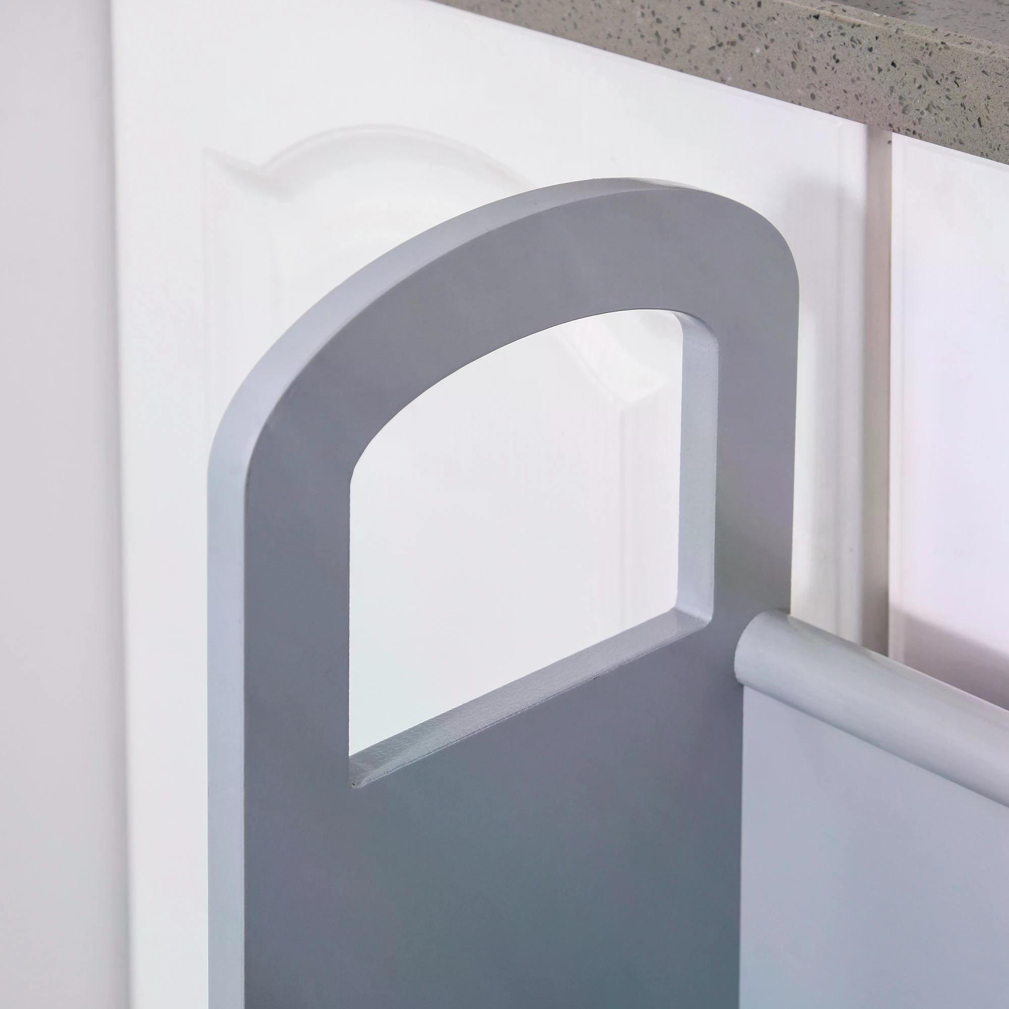 HOMCOM Kids Wooden Step Stool Kitchen Helper w/ Non-Slip Panels Handles Child Toddler Home Help 3 - 8 Yrs Grey