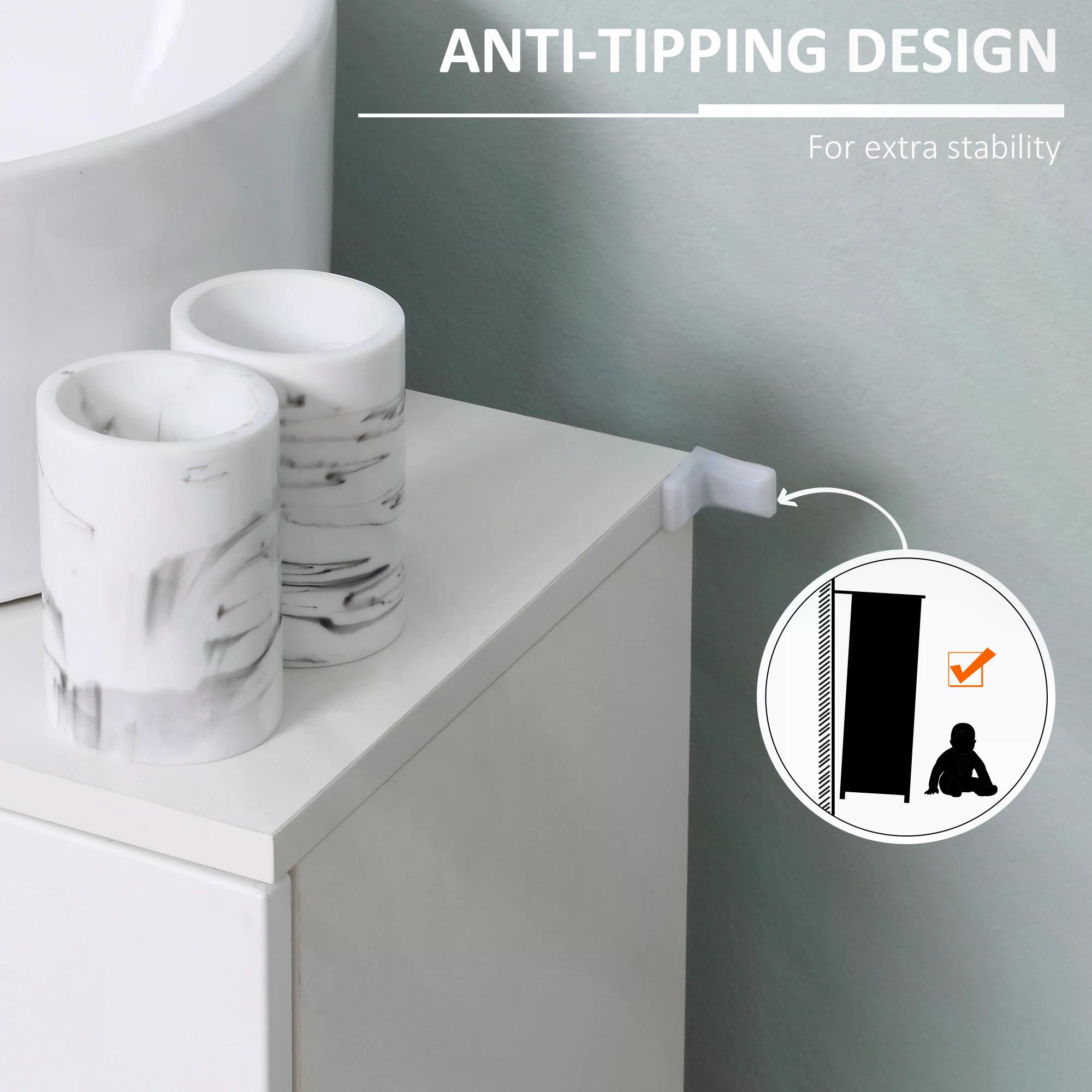 kleankin Pedestal Under Sink Cabinet, Bathroom Vanity Storage Cupboard with Adjustable Shelf, White