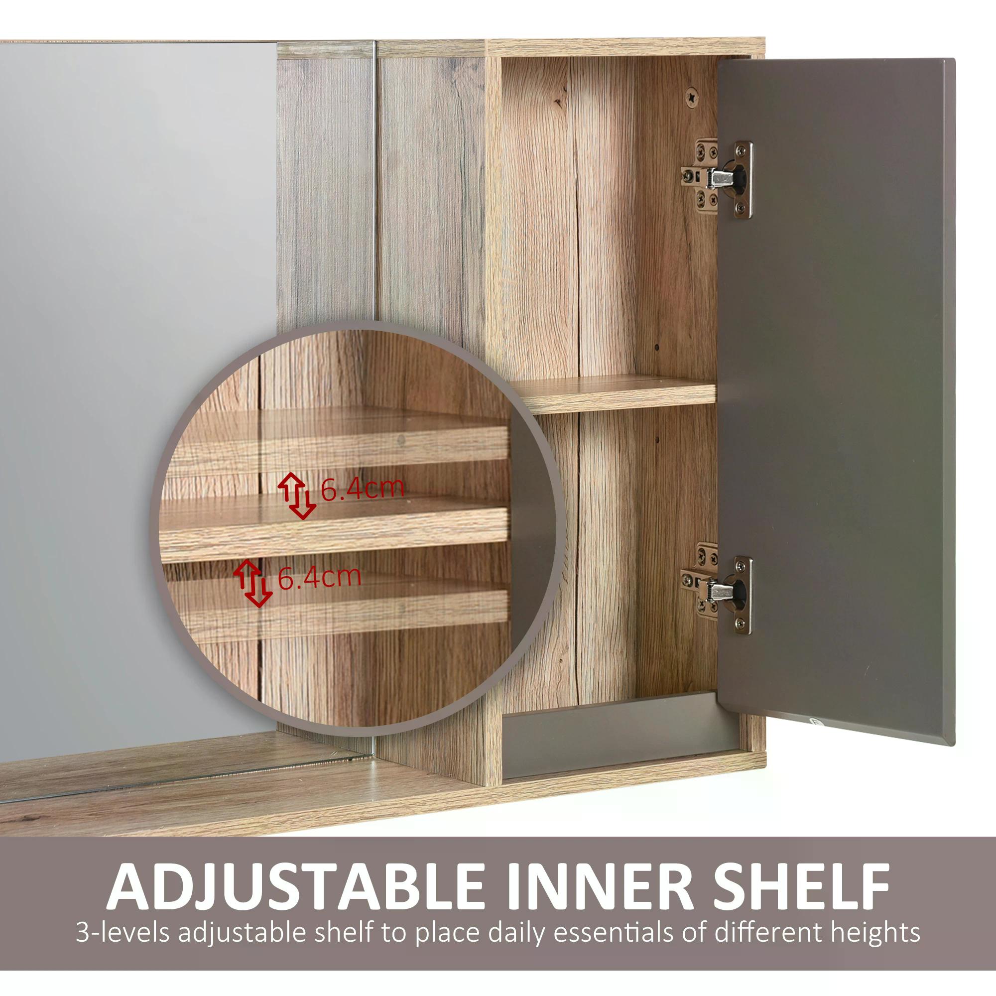 HOMCOM Wall Mounted Bathroom Cabinet, MDF Construction with Mirror, Space-Saving Storage Solution