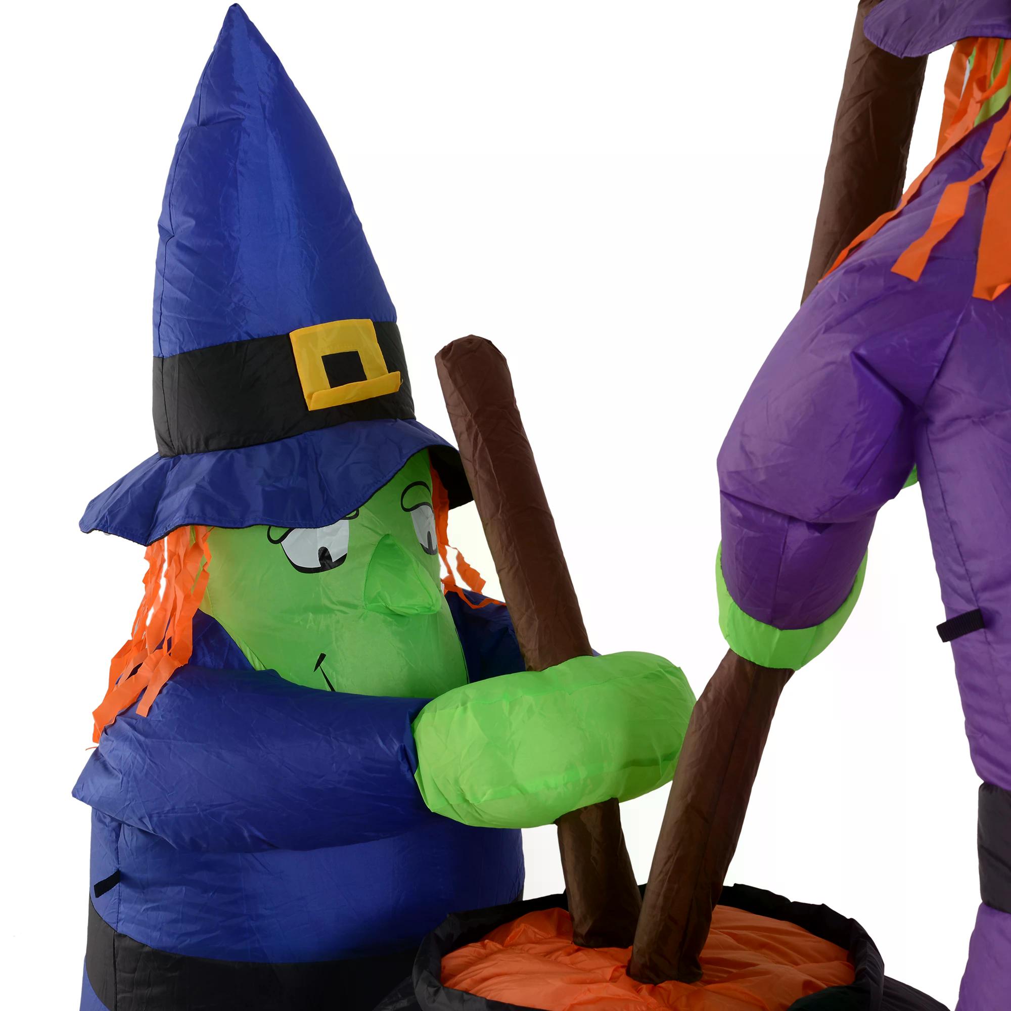 HOMCOM Next Day Delivery 1.8H m Inflatable Witches Decoration, Polyester
