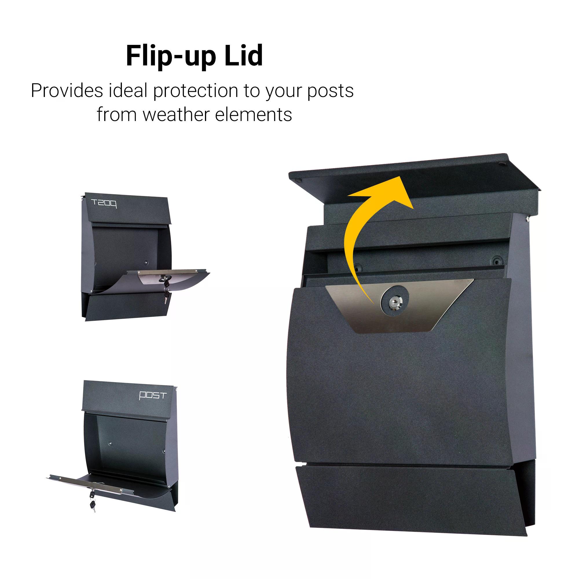 HOMCOM Lockable Mail Box, Wall-mounted, Steel-Grey