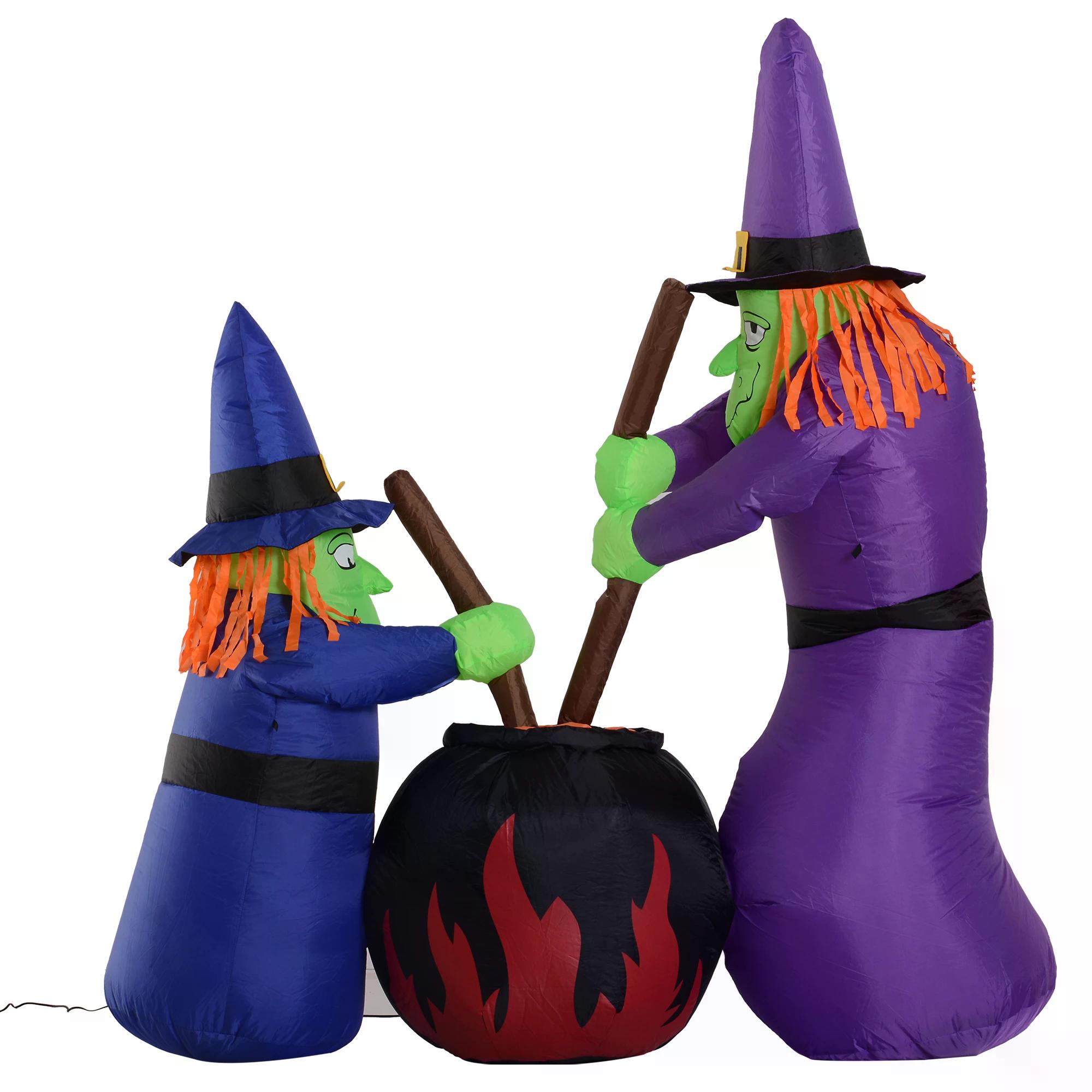 HOMCOM Next Day Delivery 1.8H m Inflatable Witches Decoration, Polyester