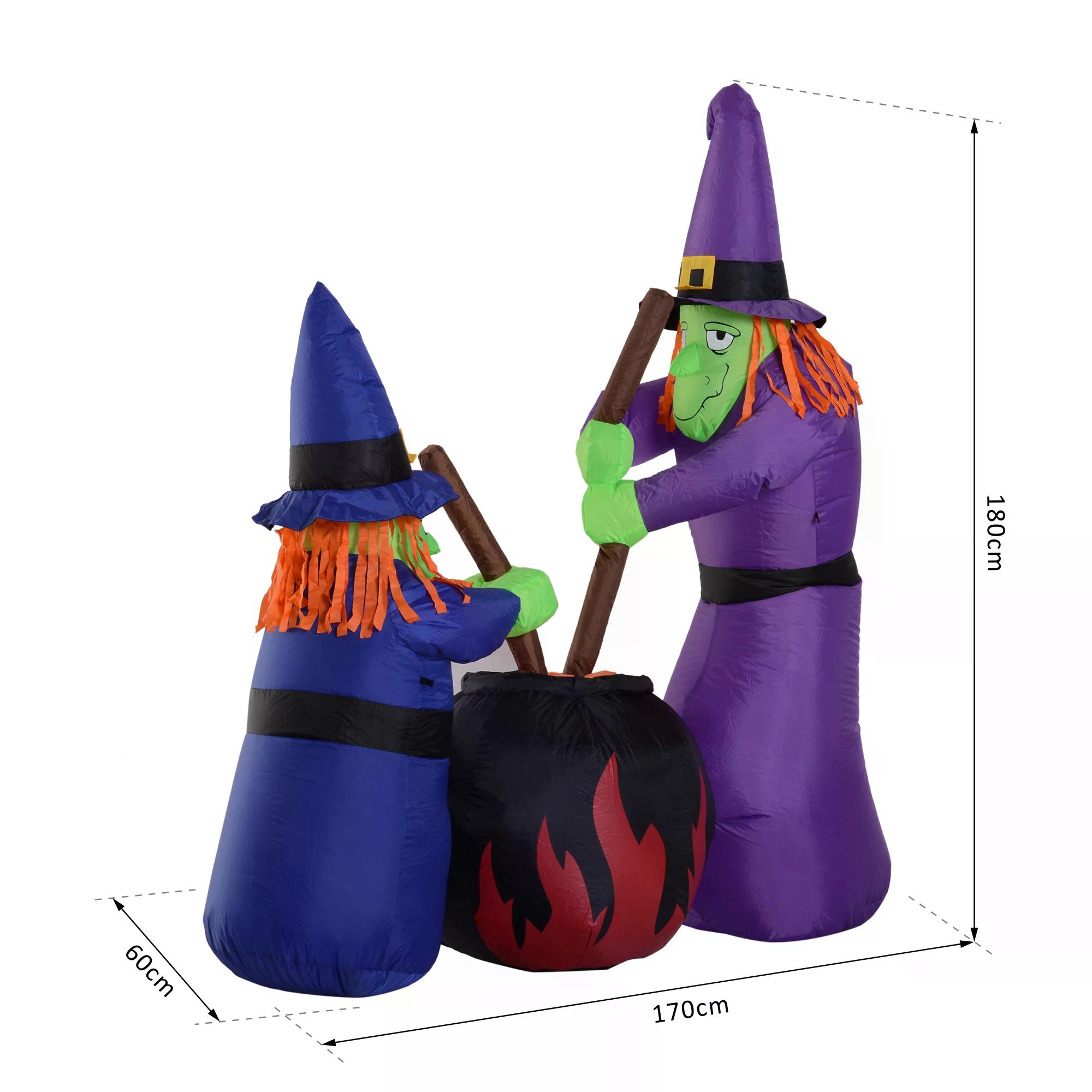 HOMCOM Next Day Delivery 1.8H m Inflatable Witches Decoration, Polyester