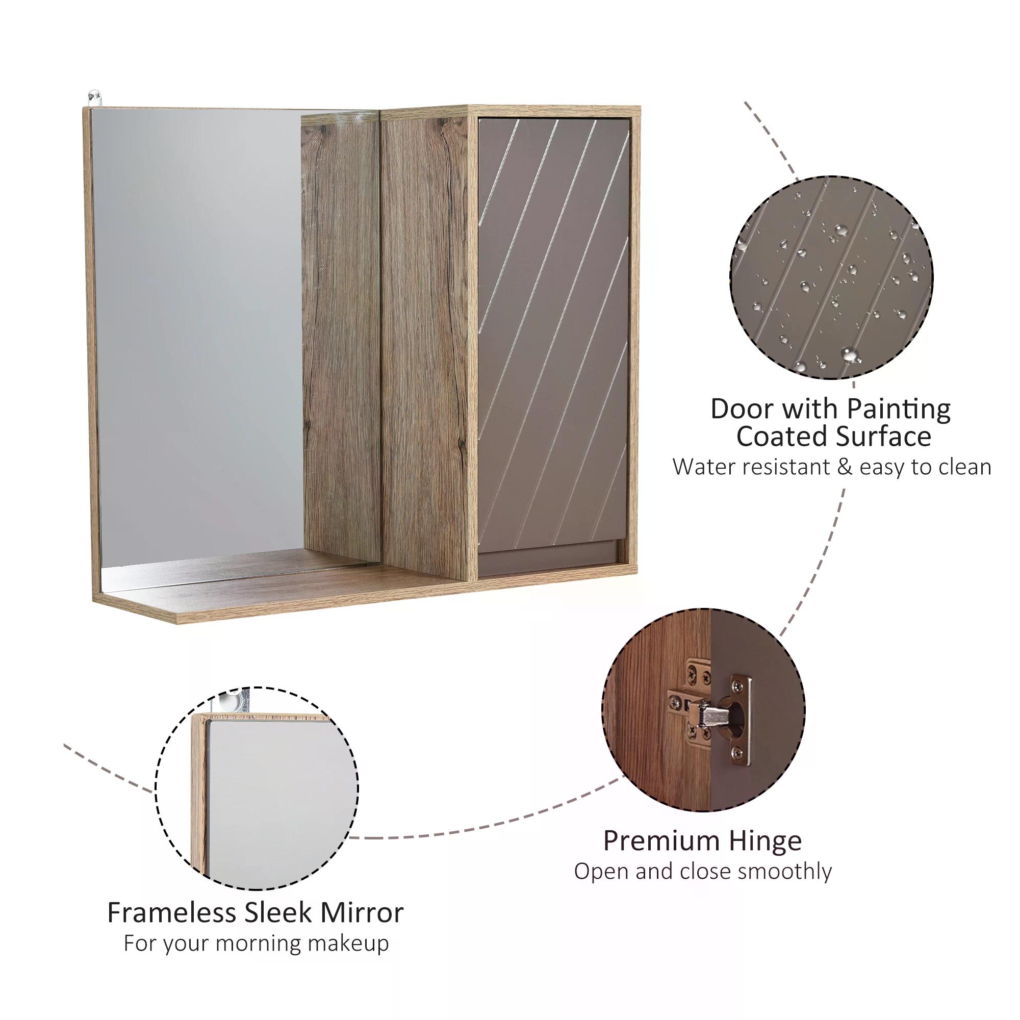 HOMCOM Wall Mounted Bathroom Cabinet, MDF Construction with Mirror, Space-Saving Storage Solution