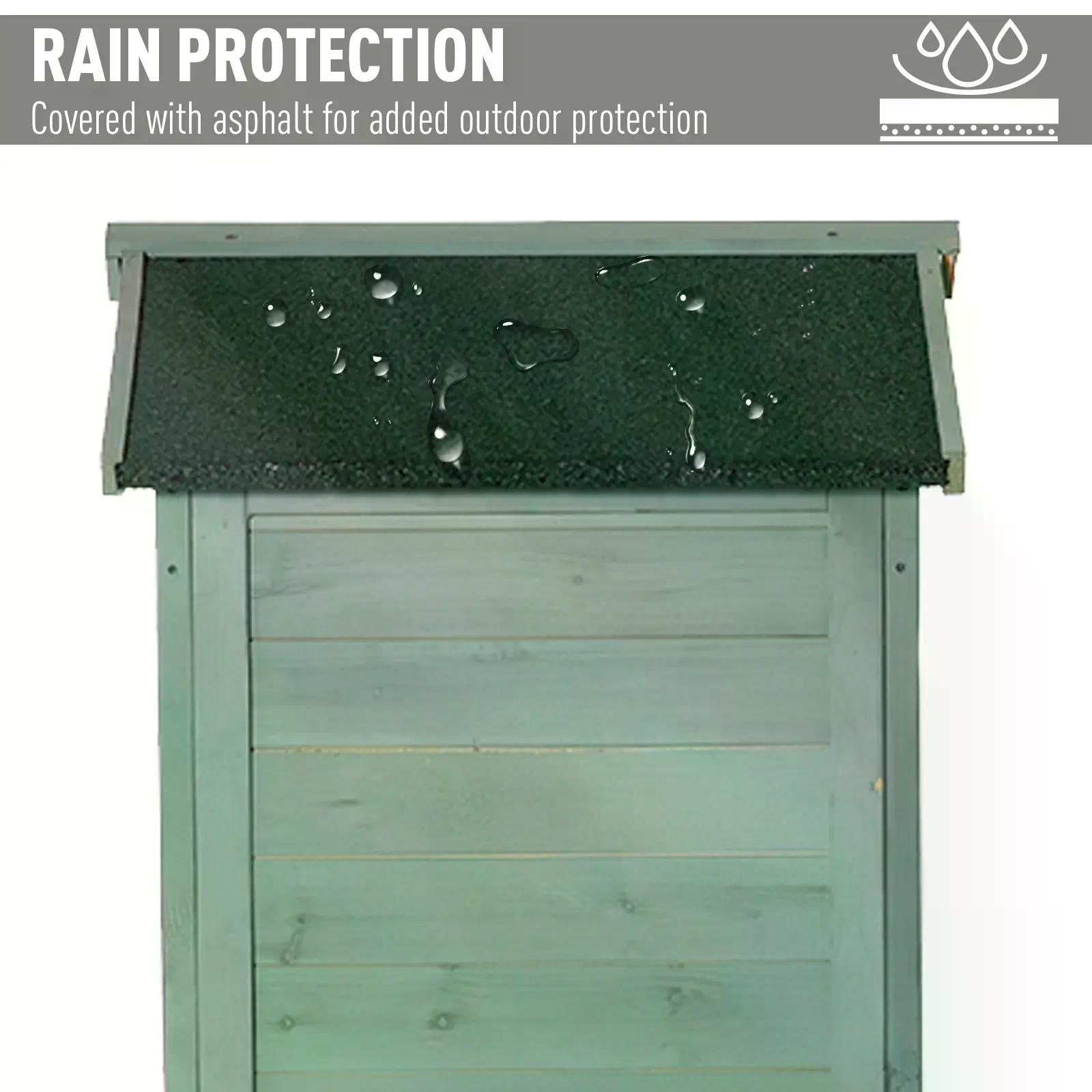 Outsunny Wooden Garden Cabinet 3-Tier Storage Shed 2 Shelves Lockable Organizer with Hooks Foot Pad 74 x 55 x 155cm Green