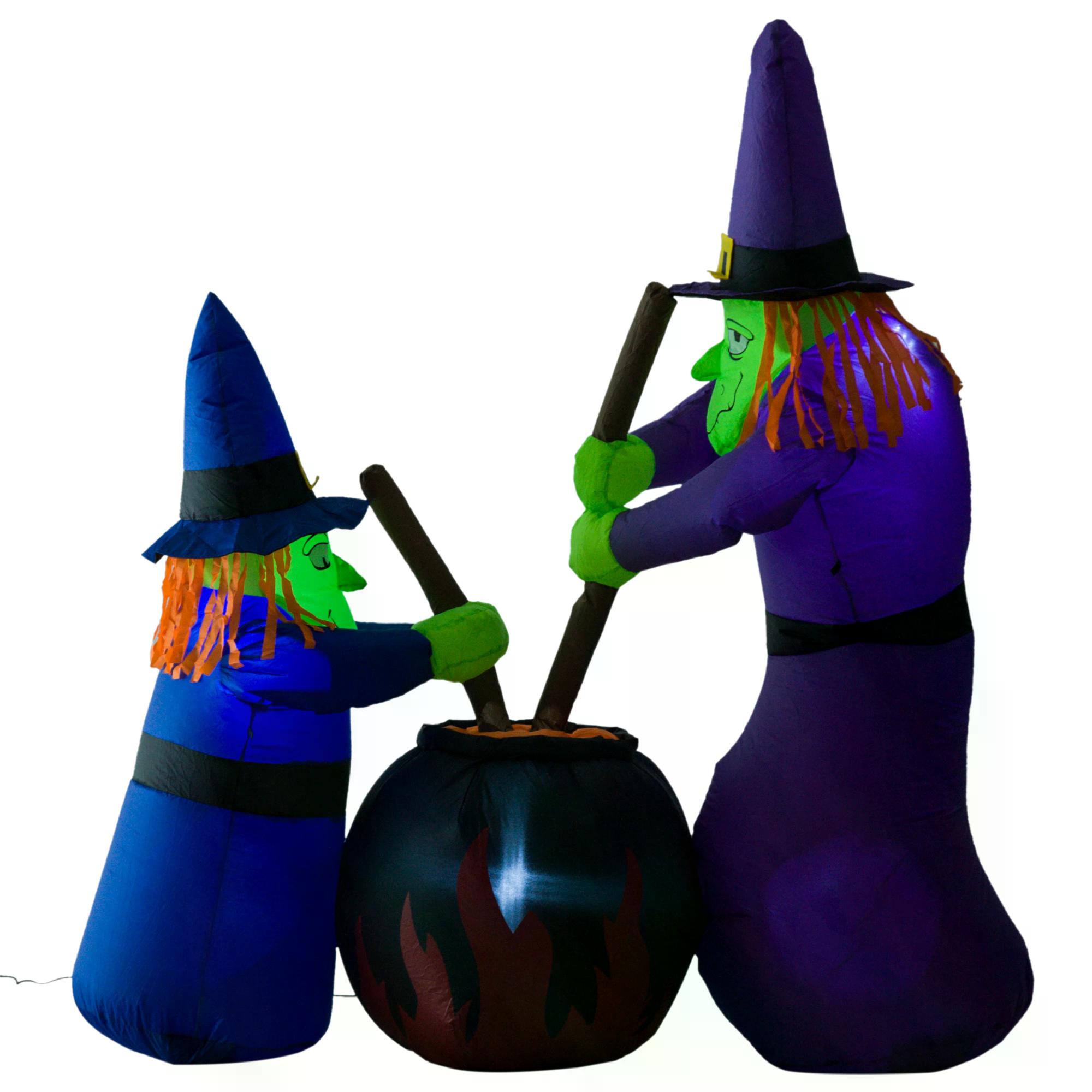 HOMCOM Next Day Delivery 1.8H m Inflatable Witches Decoration, Polyester