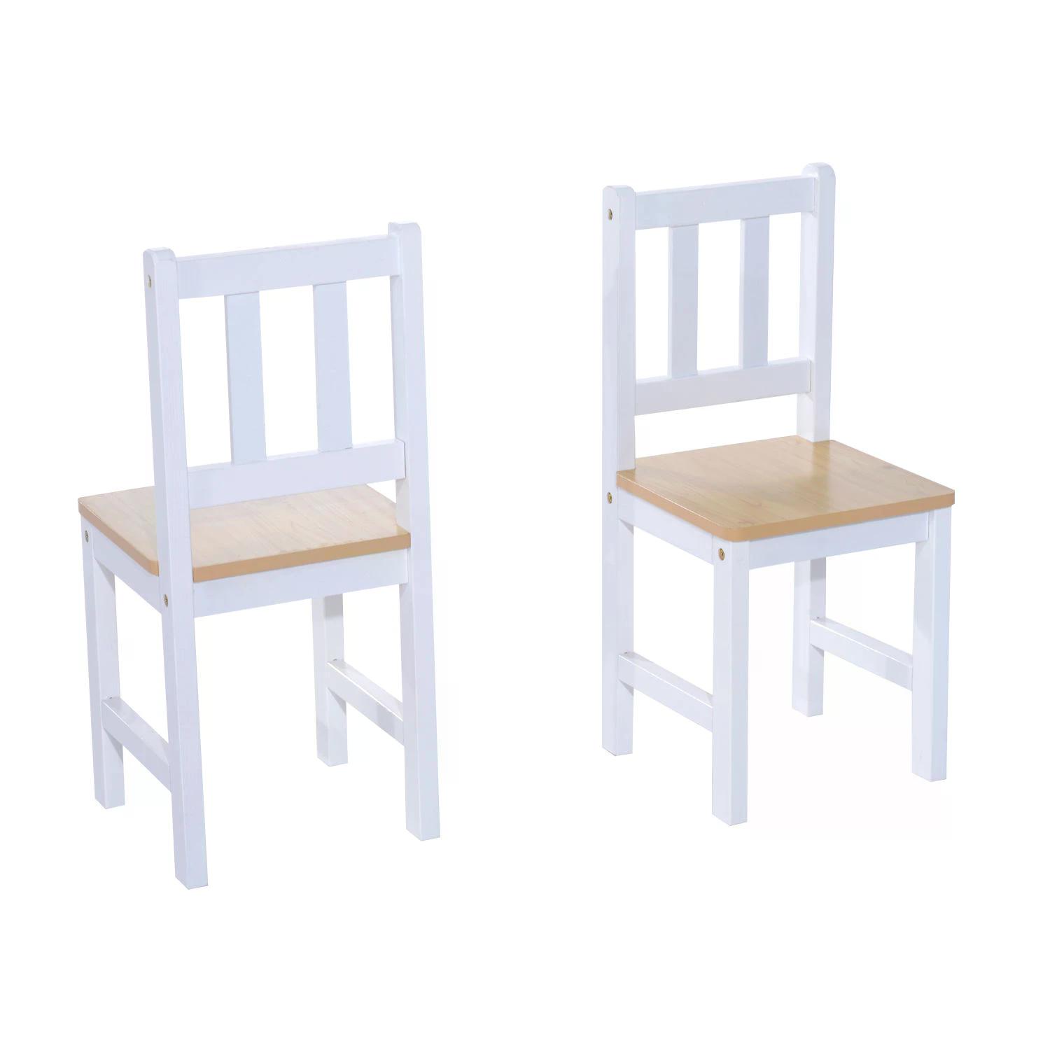 HOMCOM Pine Wood Kids 4 Pc Furniture Set-Oak/White