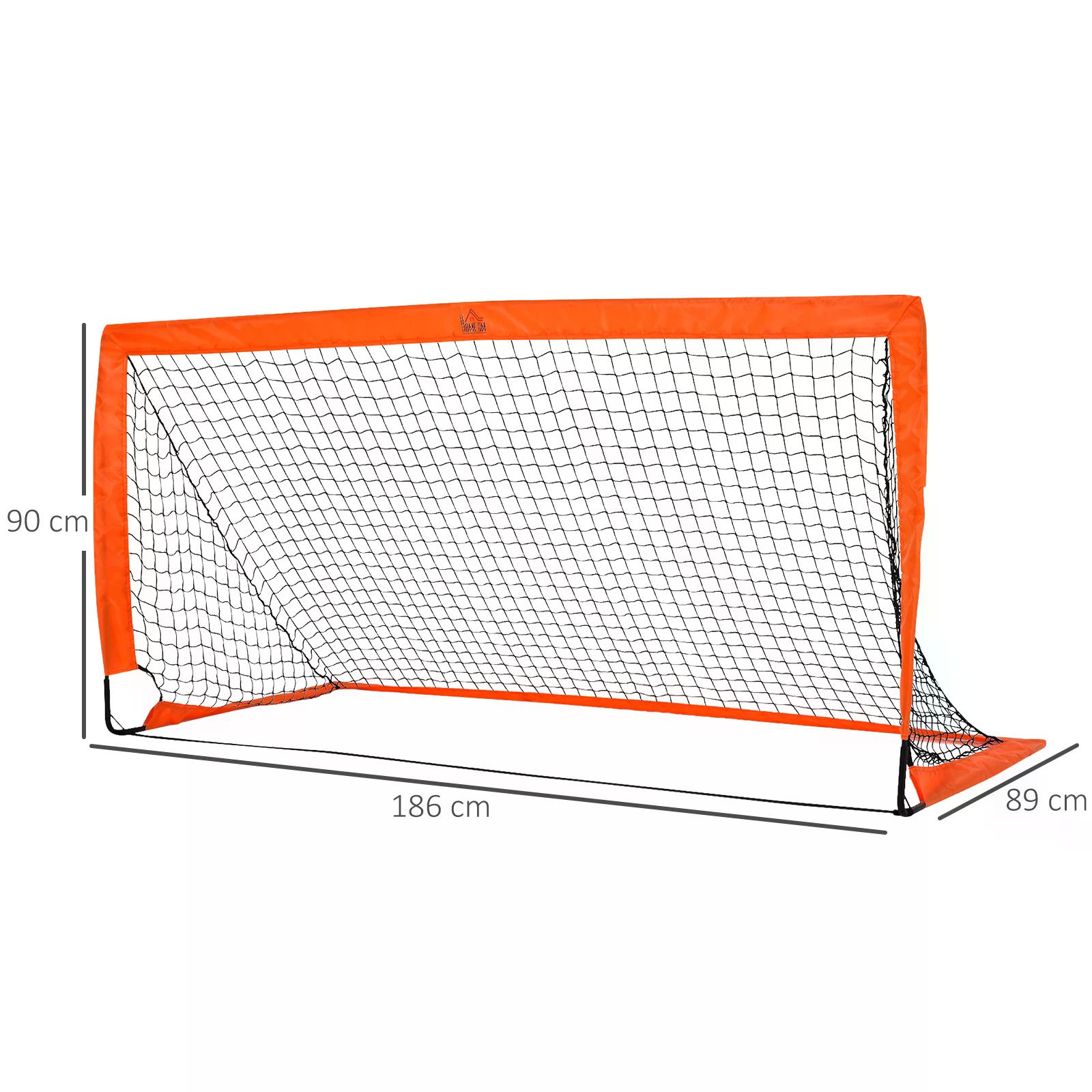 HOMCOM Outdoor Folding Football Goal, Tetoron Mesh, Orange, Ideal for Garden and Park Play