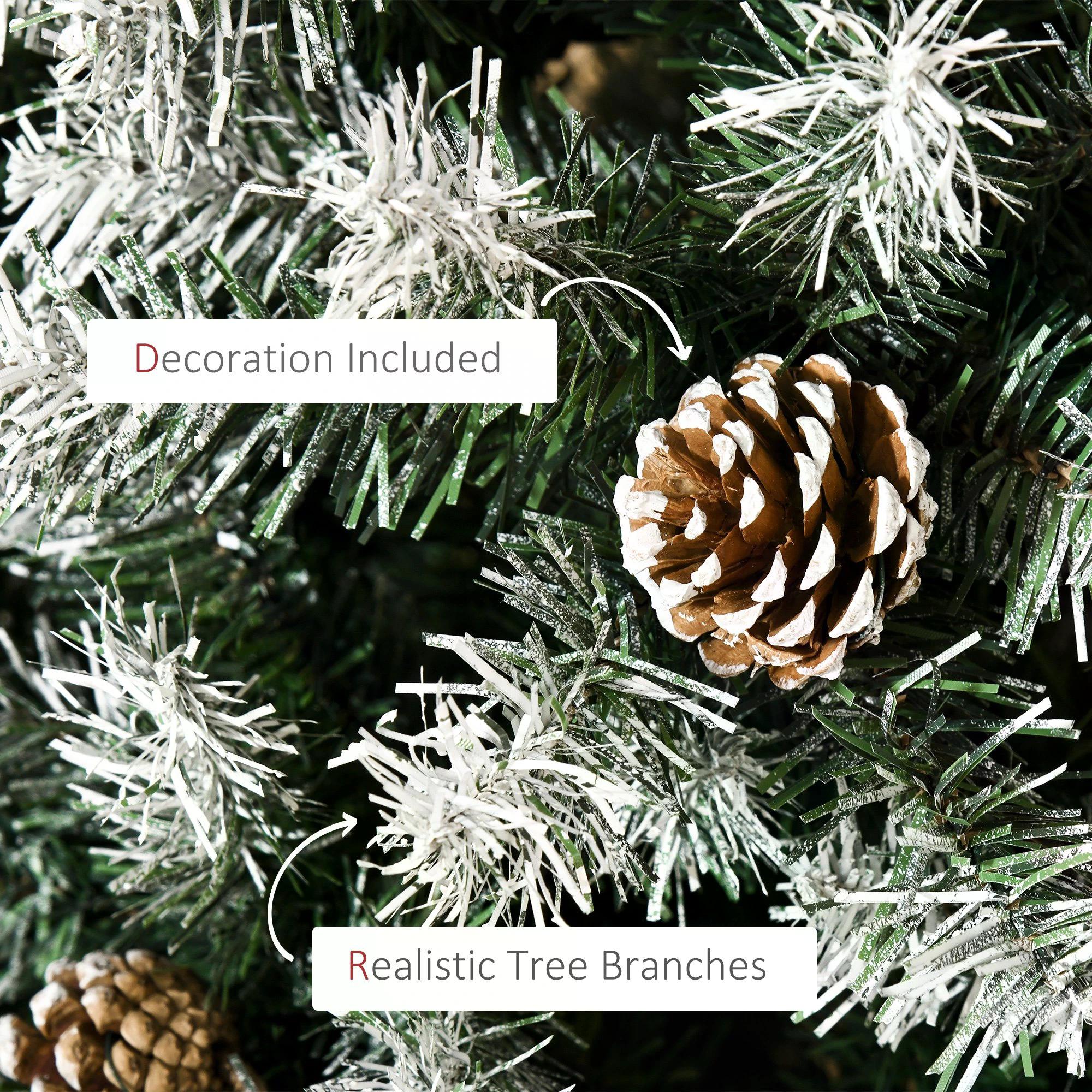 HOMCOM 6FT Artificial Christmas Tree with Pine Cones, Holiday Home Xmas Decoration Automatic Open, Green