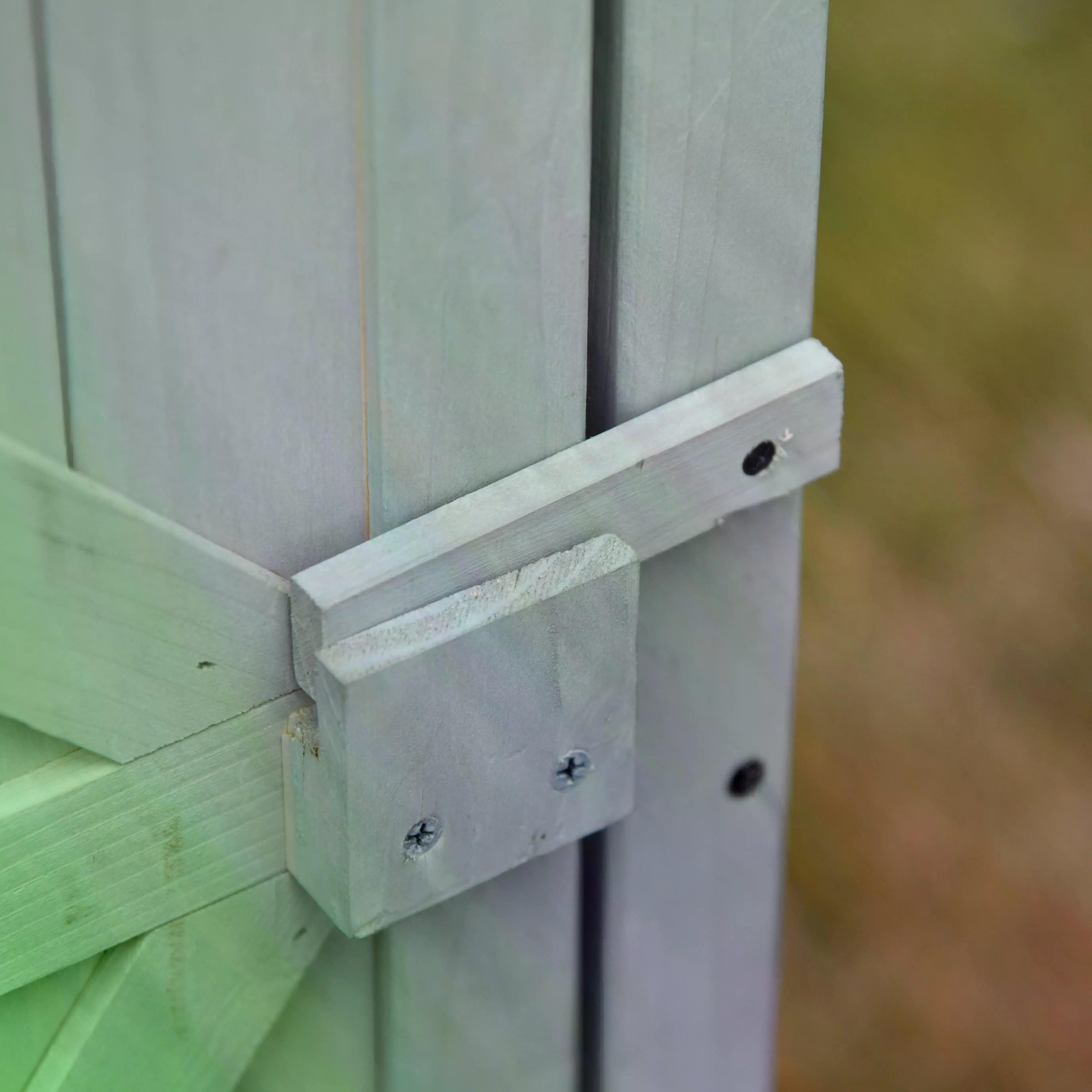 Outsunny Wooden Garden Cabinet 3-Tier Storage Shed 2 Shelves Lockable Organizer with Hooks Foot Pad 74 x 55 x 155cm Green