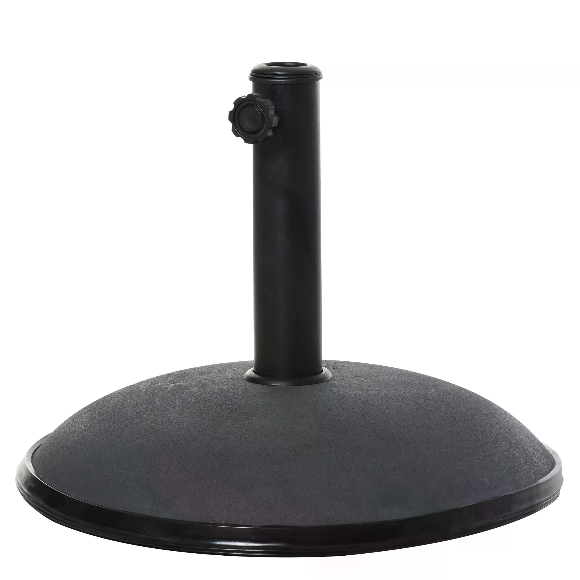 Outsunny 20kg Parasol Base Heavy Duty Cement Umbrella Base Round-Grey/Black at Aosom IE