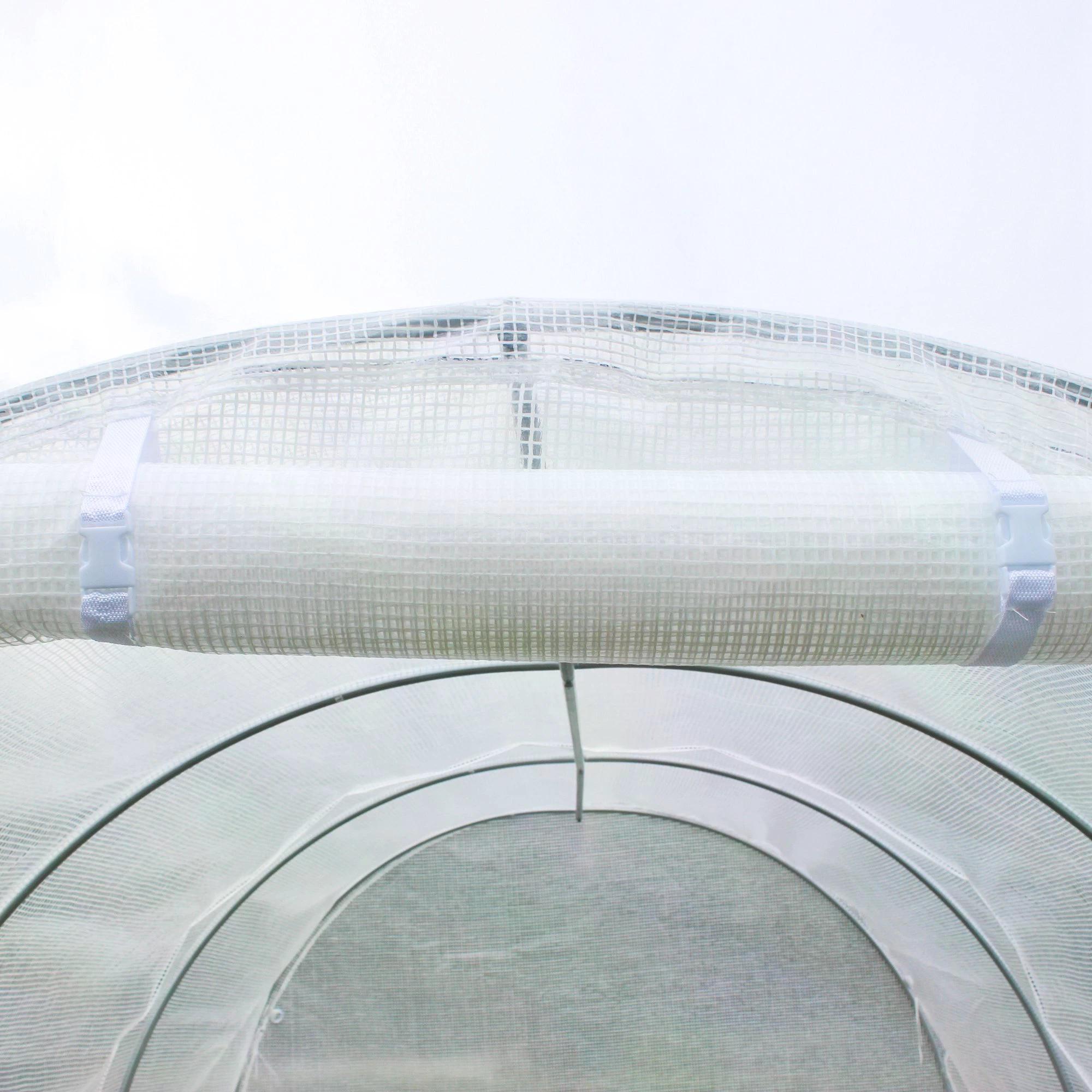 Outsunny 4.5 x 3 x 2m Greenhouse Replacement Cover Reinforced Gardening Plant Cover for Walk-In Growhouse with Zipper Door, White, COVER ONLY