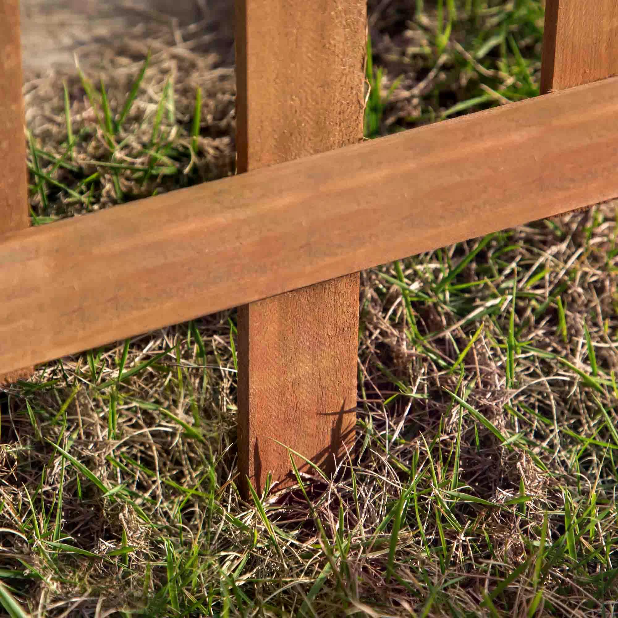 Outsunny 60L x 1D x 34H cm Pack of 12 Wooden Border Fences, Garden Fixed Picket Fence for Lawn Edging, Flowerbed, Brown