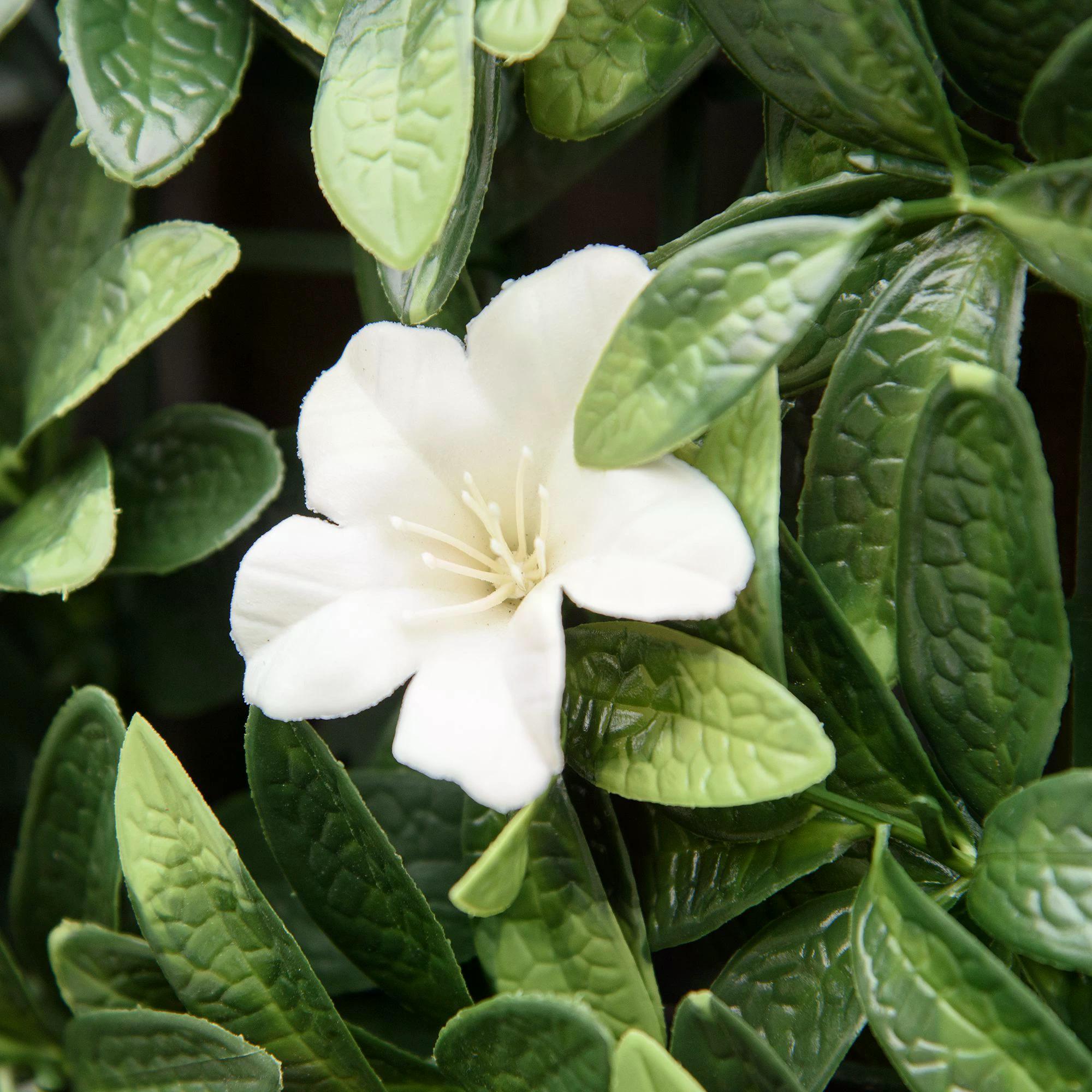 Outsunny 12PCS Artificial Boxwood Wall Panels 20" x 20" Rhododendron Privacy Fence Screen Faux Hedge Greenery Backdrop for Garden Backyard Balcony