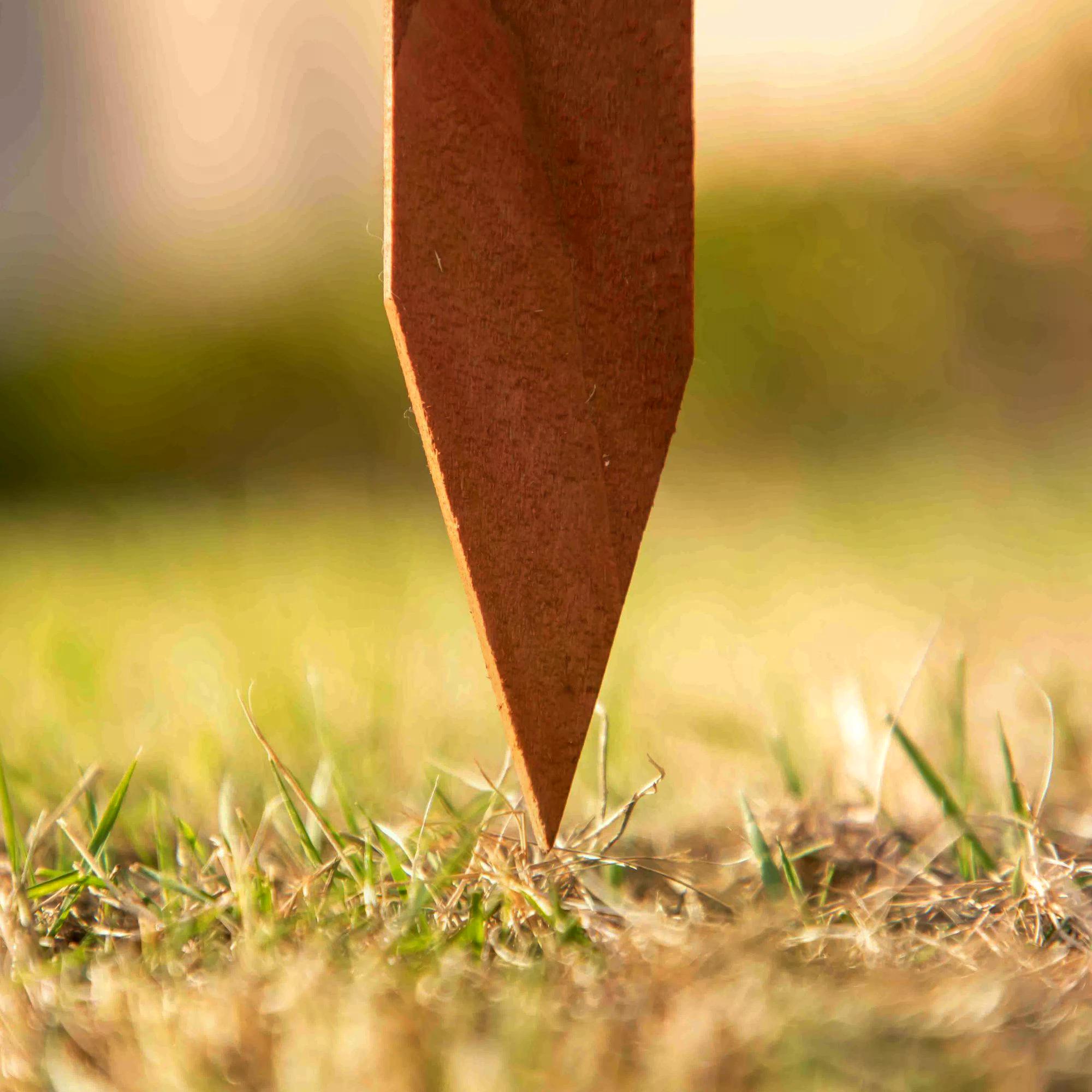 Outsunny 60L x 1D x 34H cm Pack of 12 Wooden Border Fences, Garden Fixed Picket Fence for Lawn Edging, Flowerbed, Brown