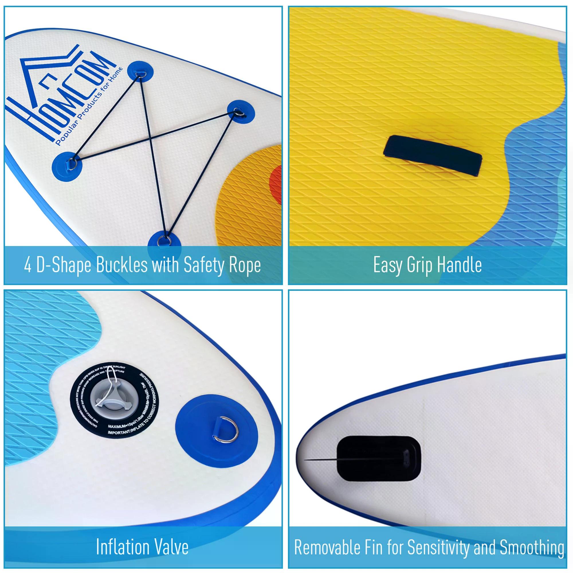 HOMCOM Stand Up Paddle Board, Inflatable with Adjustable Aluminium Paddle, Non-Slip Deck & ISUP Accessories, Carry Bag, Blue