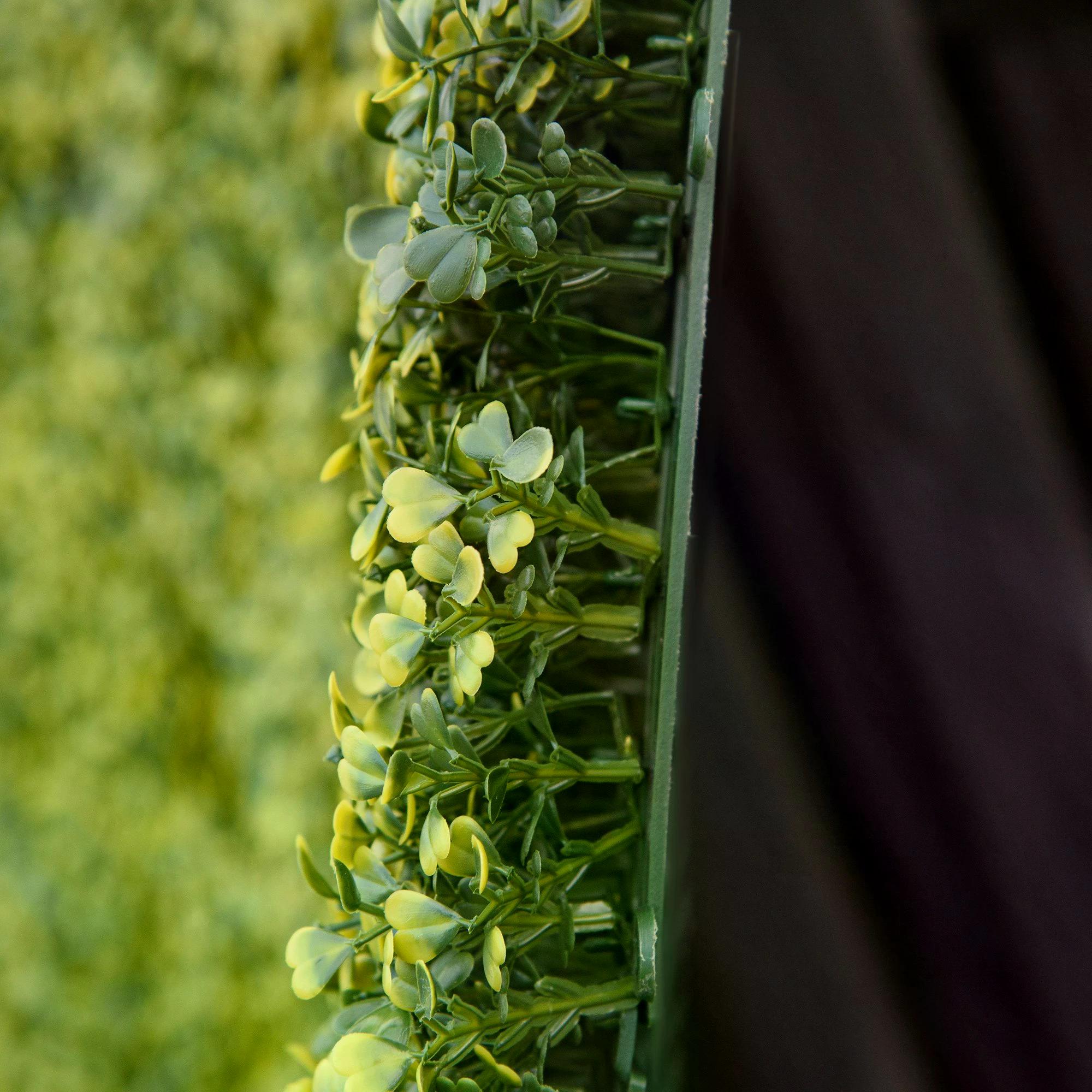 Outsunny Artificial Wood Paneling, 12PCS 20" x 20" Grass Privacy Fence Screen, Faux Hedge Greenery Backdrop, Encrypted Milan Grass