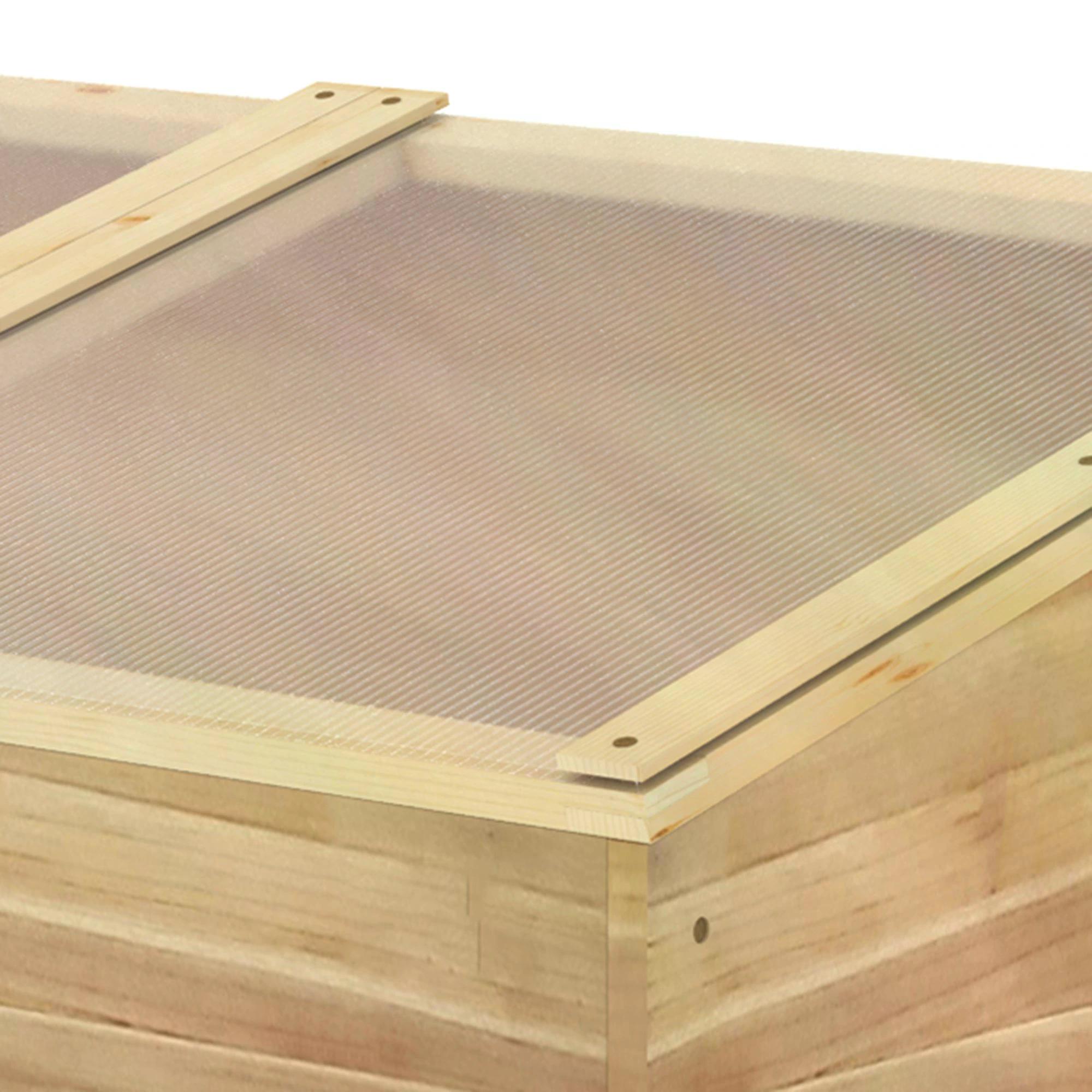 Outsunny Wooden Cold Frame Greenhouse Garden Polycarbonate Grow House for Flowers, Vegetables, Plants, 100 x 50 x 36 cm, Natural
