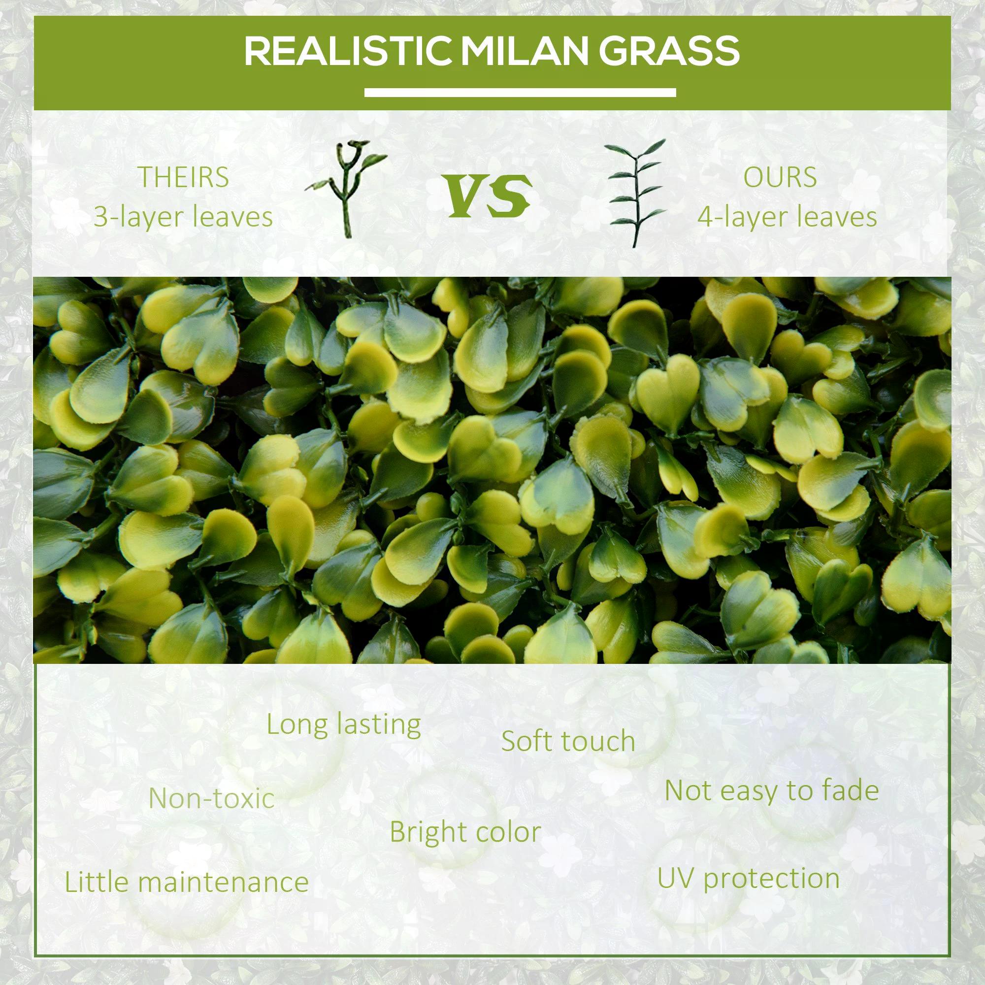 Outsunny Artificial Wood Paneling, 12PCS 20" x 20" Grass Privacy Fence Screen, Faux Hedge Greenery Backdrop, Encrypted Milan Grass