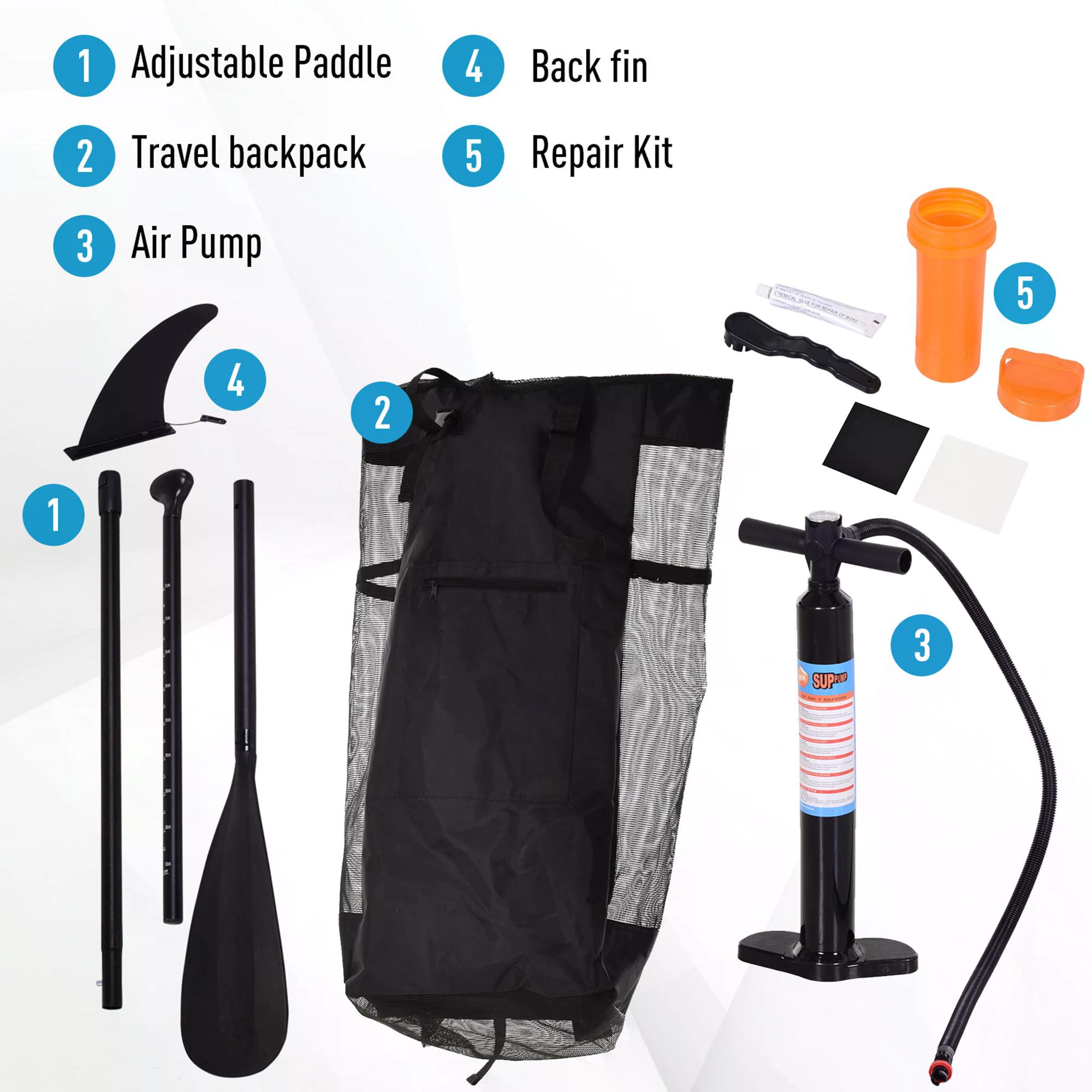 HOMCOM Stand Up Paddle Board, Inflatable with Adjustable Aluminium Paddle, Non-Slip Deck & ISUP Accessories, Carry Bag, Blue