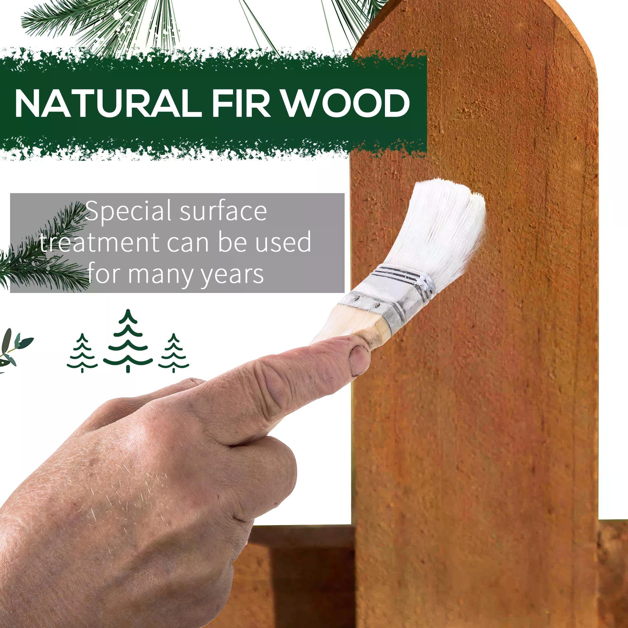 Outsunny 60L x 1D x 34H cm Pack of 12 Wooden Border Fences, Garden Fixed Picket Fence for Lawn Edging, Flowerbed, Brown