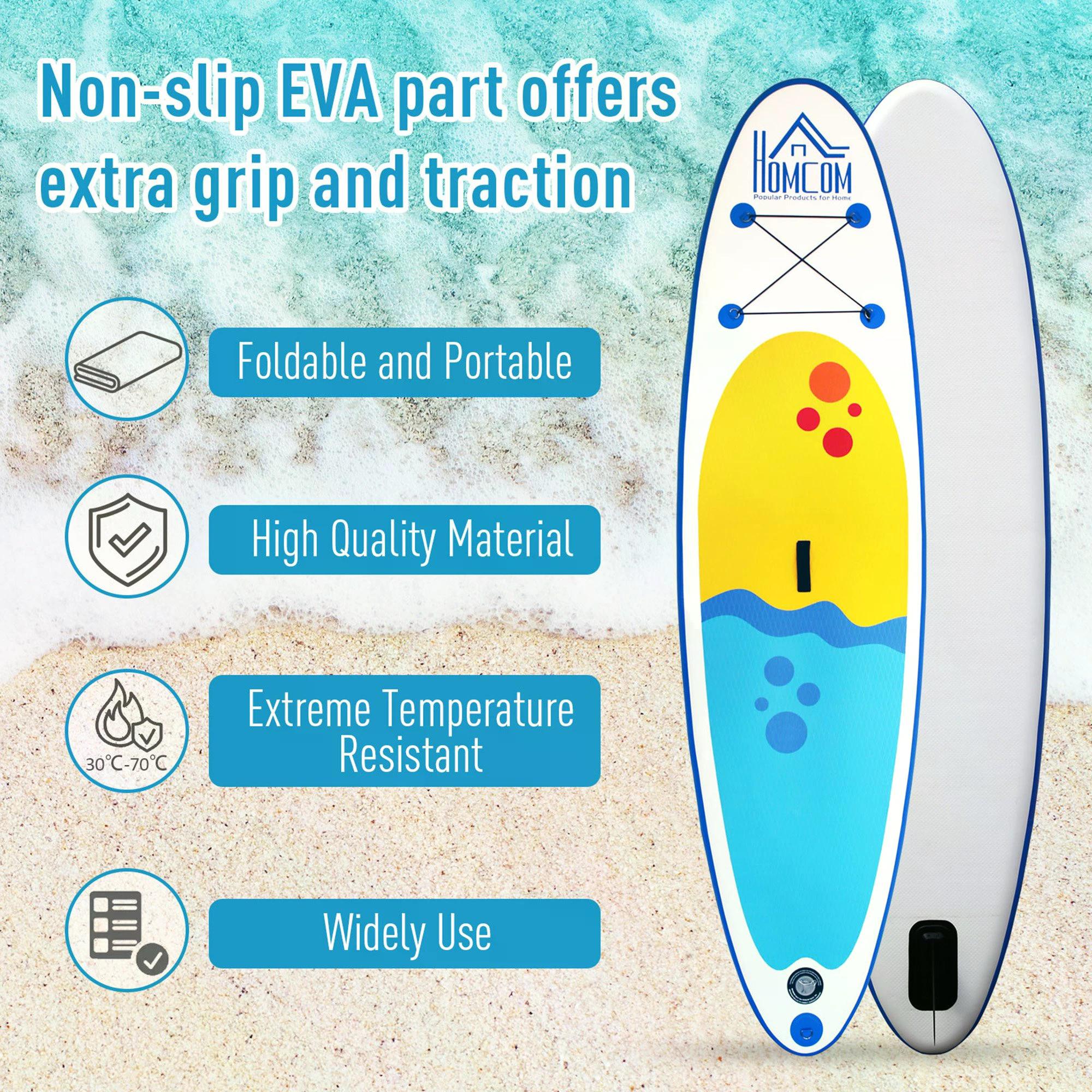 HOMCOM Stand Up Paddle Board, Inflatable with Adjustable Aluminium Paddle, Non-Slip Deck & ISUP Accessories, Carry Bag, Blue