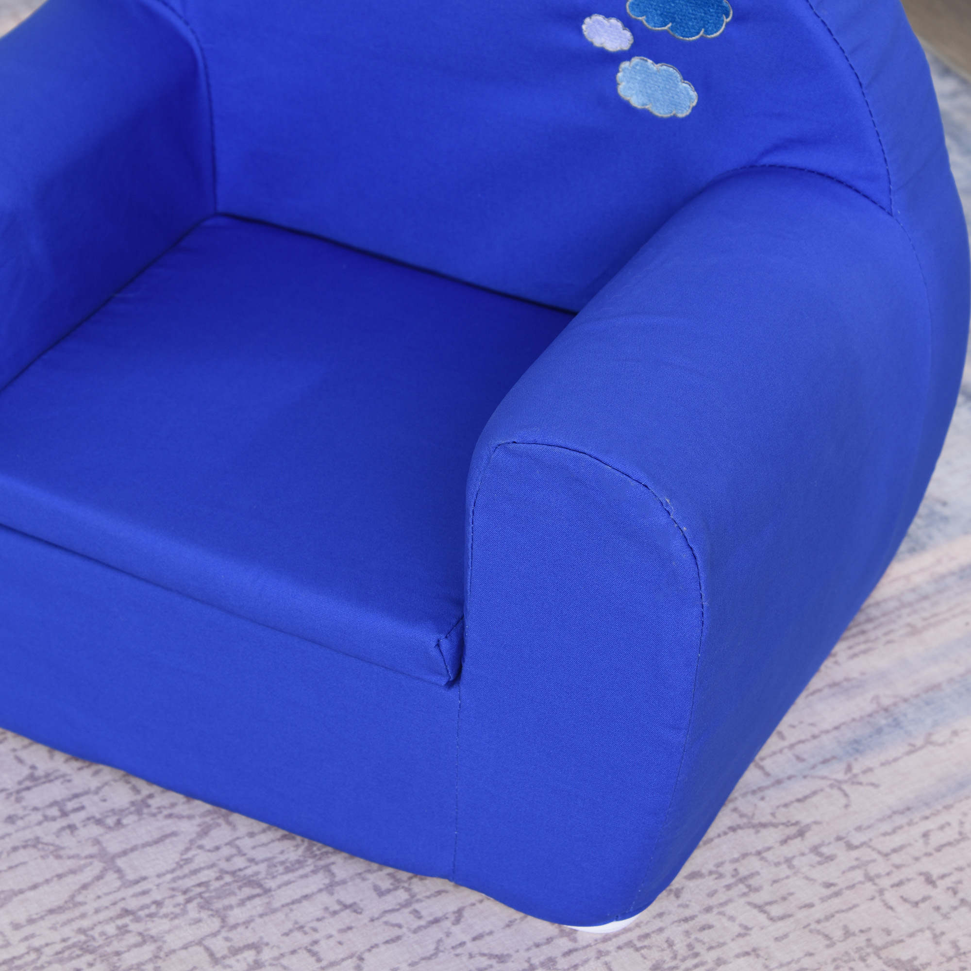 Relaxdays Poltrona Per Bambini, Motivo Elefanti, Per Cameretta Gommapiuma Poliestere E Legno Hlp 60x45x52 Cm Celeste 84796727 - 10