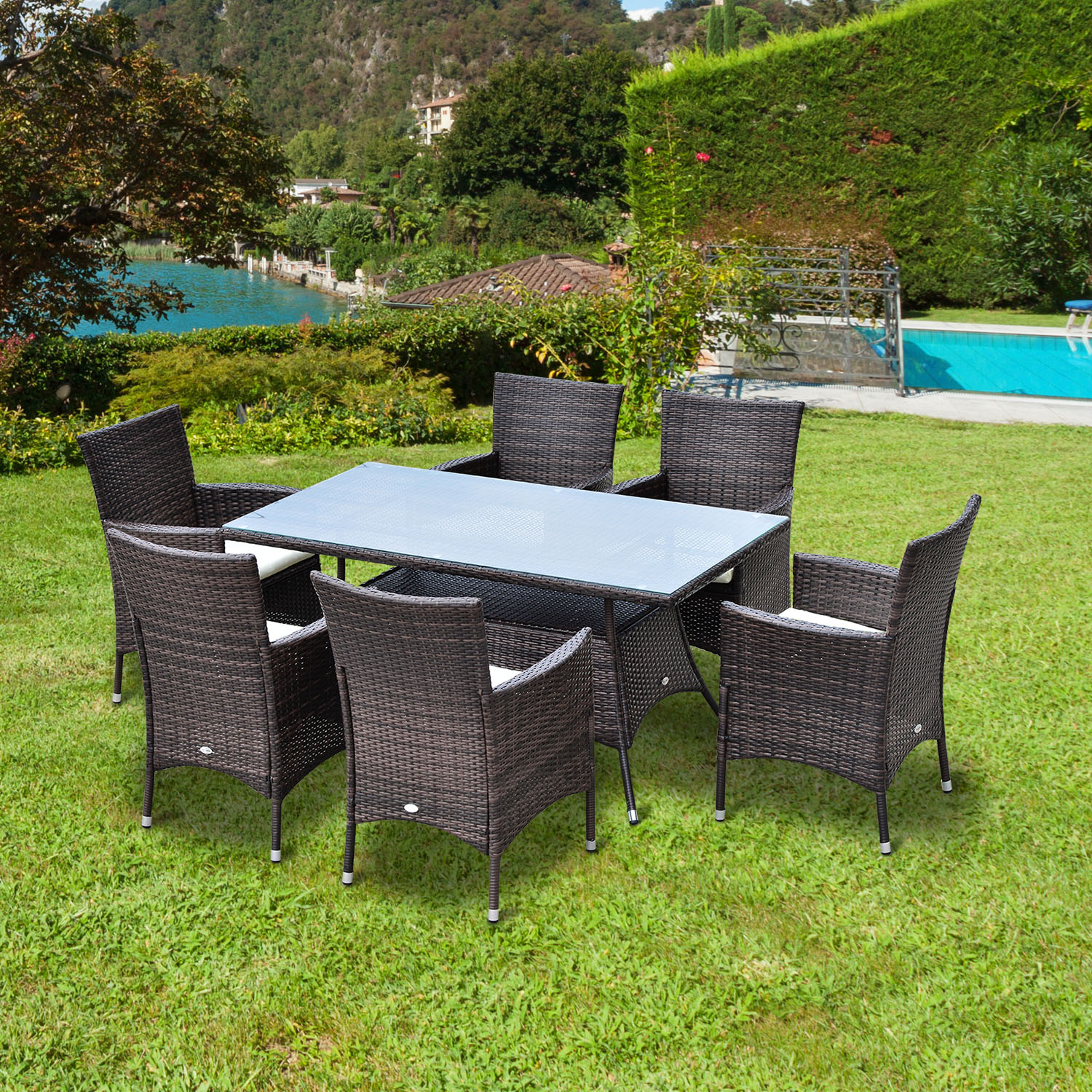 Set Giardino Outsunny 5 Pezzi - Tavolo Con Foro Ombrellone E 4 Sedie Pieghevoli | Nero - Foto 10