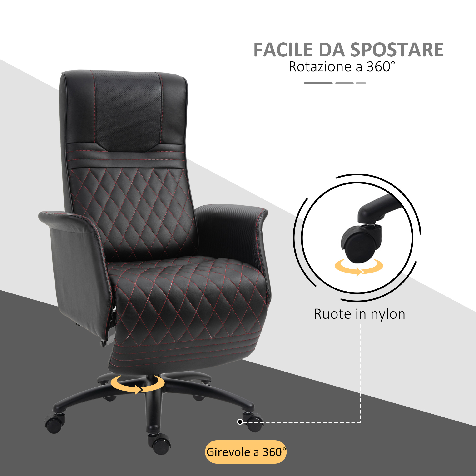 Poltrona Massaggiante USB Sedia Scrivania Ufficio Reclinabile Poggiapiedi Marr 82140435