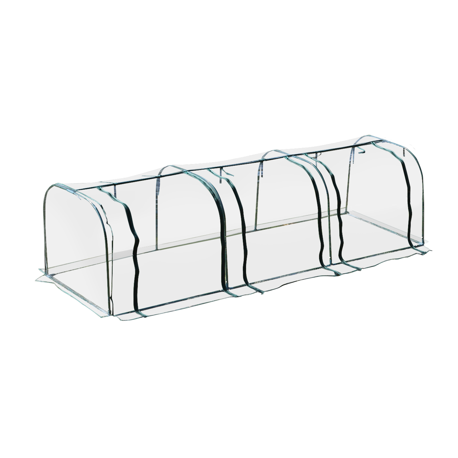 Outsunny Serra a Tunnel Serre Agricole Prezzi in PVC con 3 Porte Avvolgibili in Acciaio e PVC Trasparente, 350x100x80cm