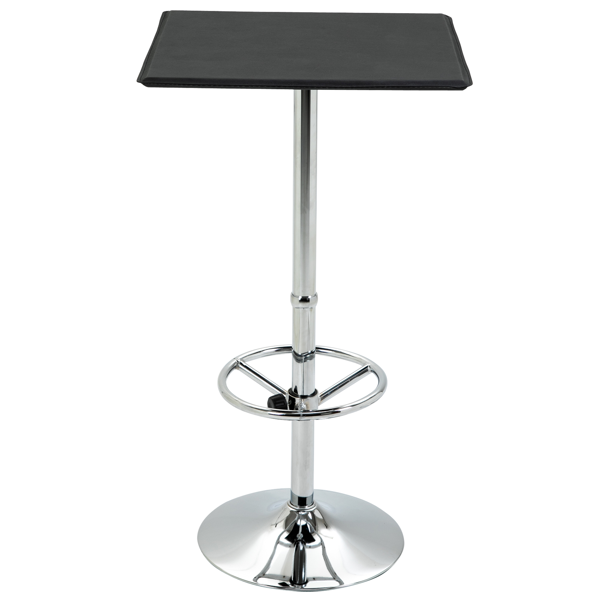 HOMCOM Tavolo Alto con Poggiapiedi Regolabile e Piano in Similpelle, Arredamento Moderno Casa e Bar 64x64x109cm Nero