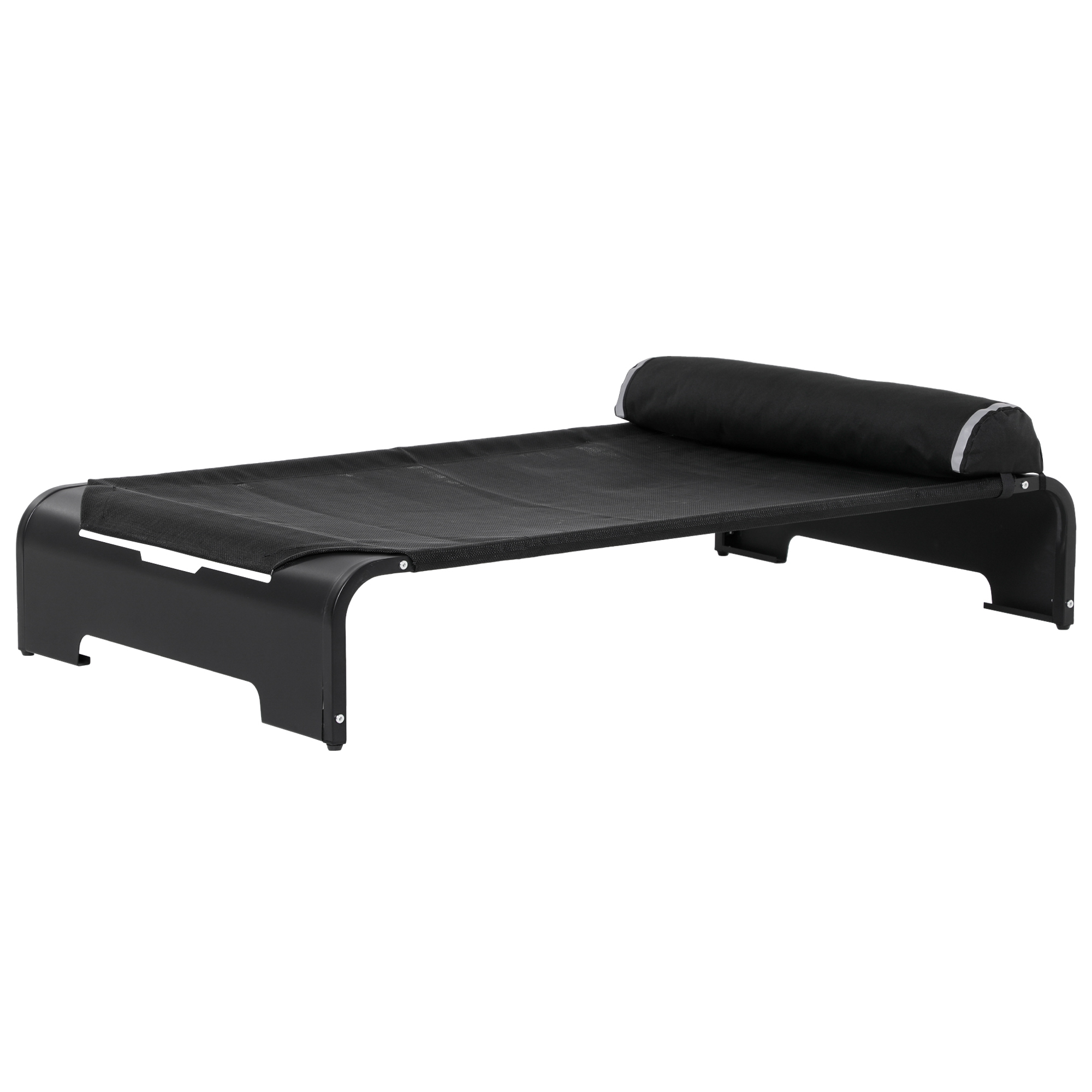PawHut Cama Elevada para Mascotas Perros Gatos Tela Transpirable con Almohada Extraíble Exterior Interior Jardín Terraza 122x72x30 cm Negro